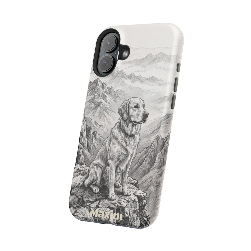 Personalized Golden Retriever Mountain Peak Phone Case — Wireless Charging Cover
