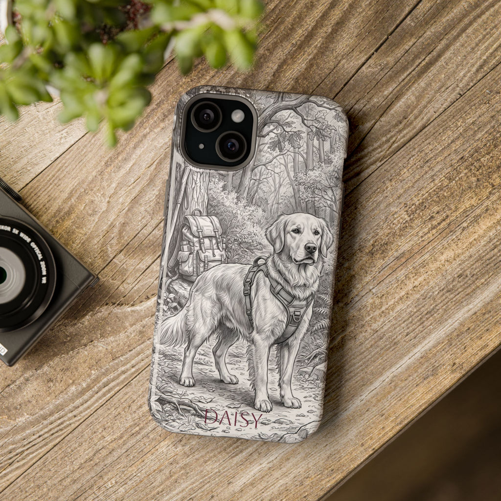 Personalized Golden Retriever Woodland Trail Phone Case — Wireless Charging Cover