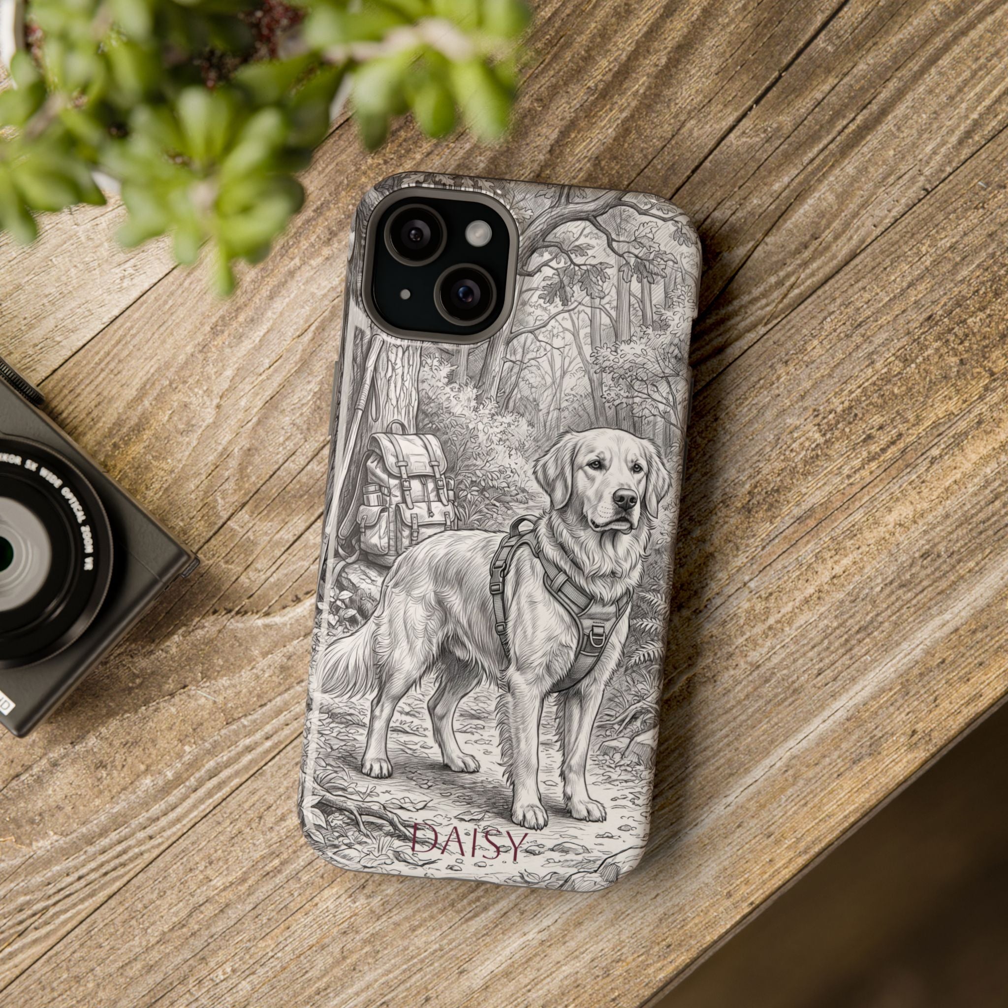 Personalized Golden Retriever Woodland Trail Phone Case — Wireless Charging Cover