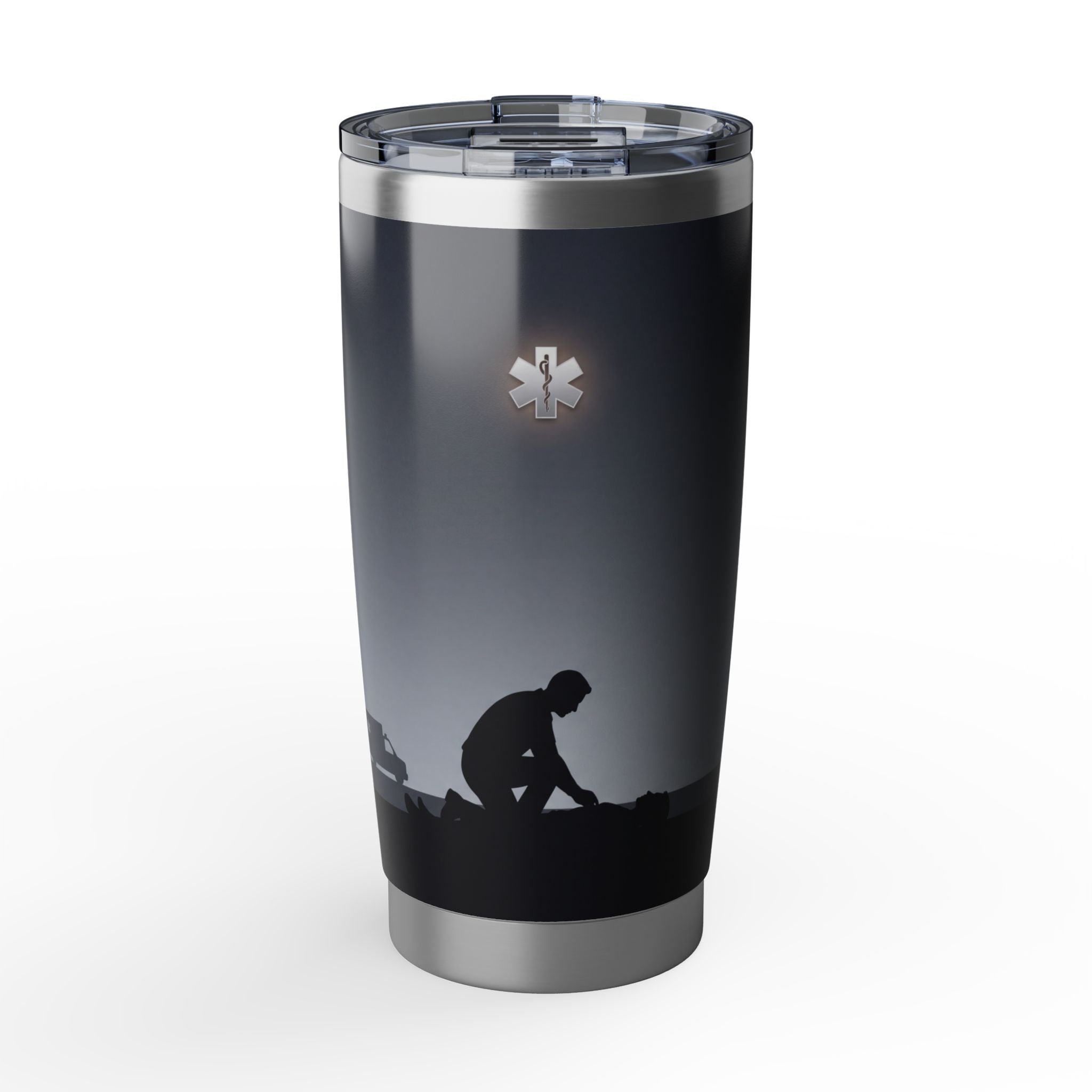 Paramedic/EMT 20oz Tumbler – Silhouette Sunset Design (Muted Slate)