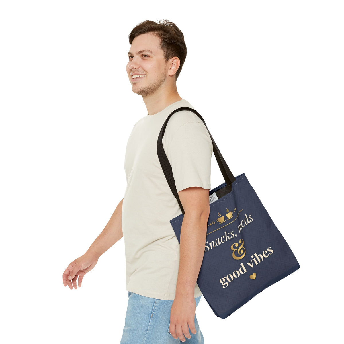 Snacks Meds & Good Vibes Tote | Funny Nurse Gift Tote Bag | Healthcare Worker Humour Gift | Premium Polyester Carry-All