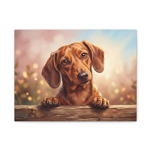 Dachshund Canvas Art – Cute Puppy Portrait Matte Stretched Wall Decor