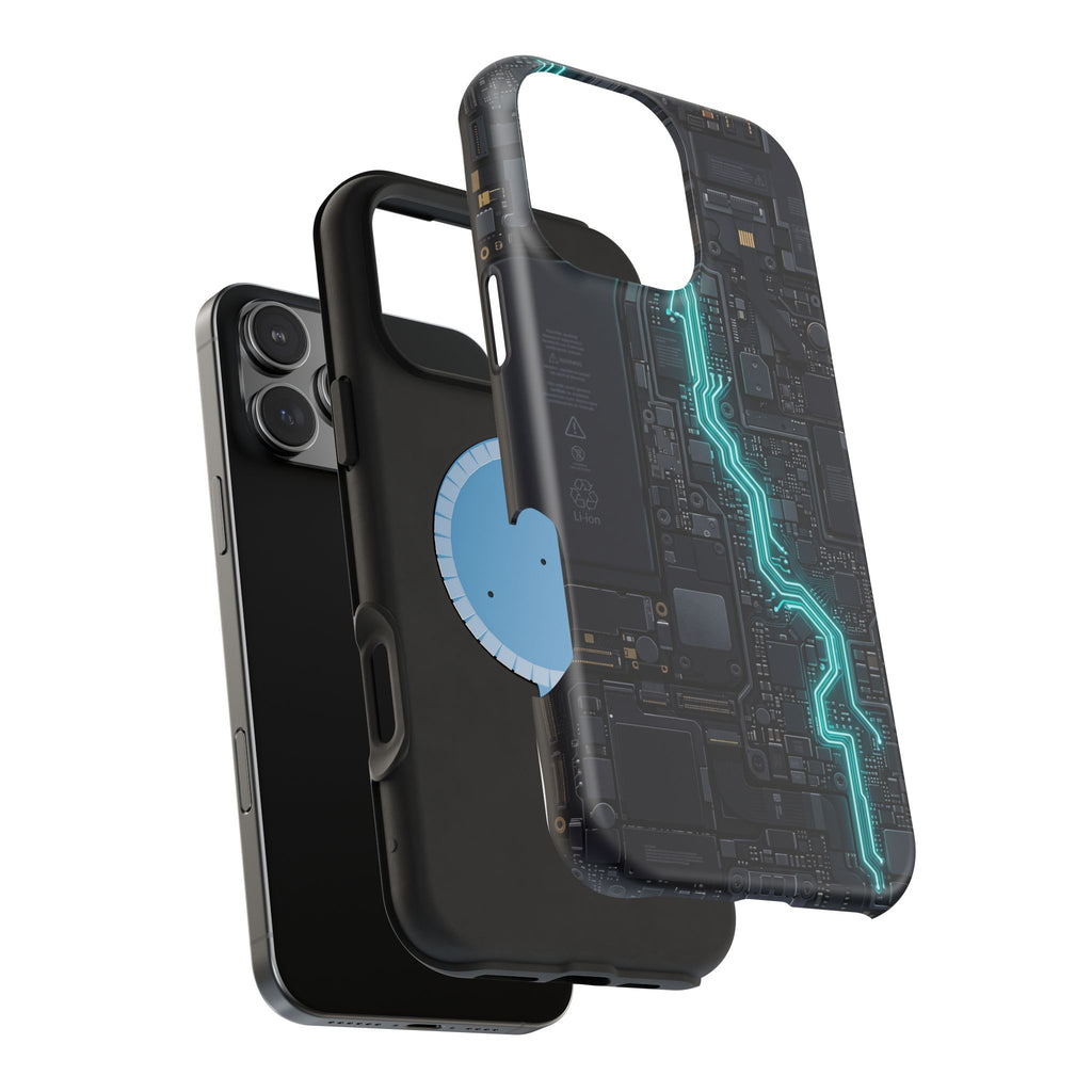 Cyan Bolt Electrician Phone Case — Electric Circuit Wireless Charging Cover