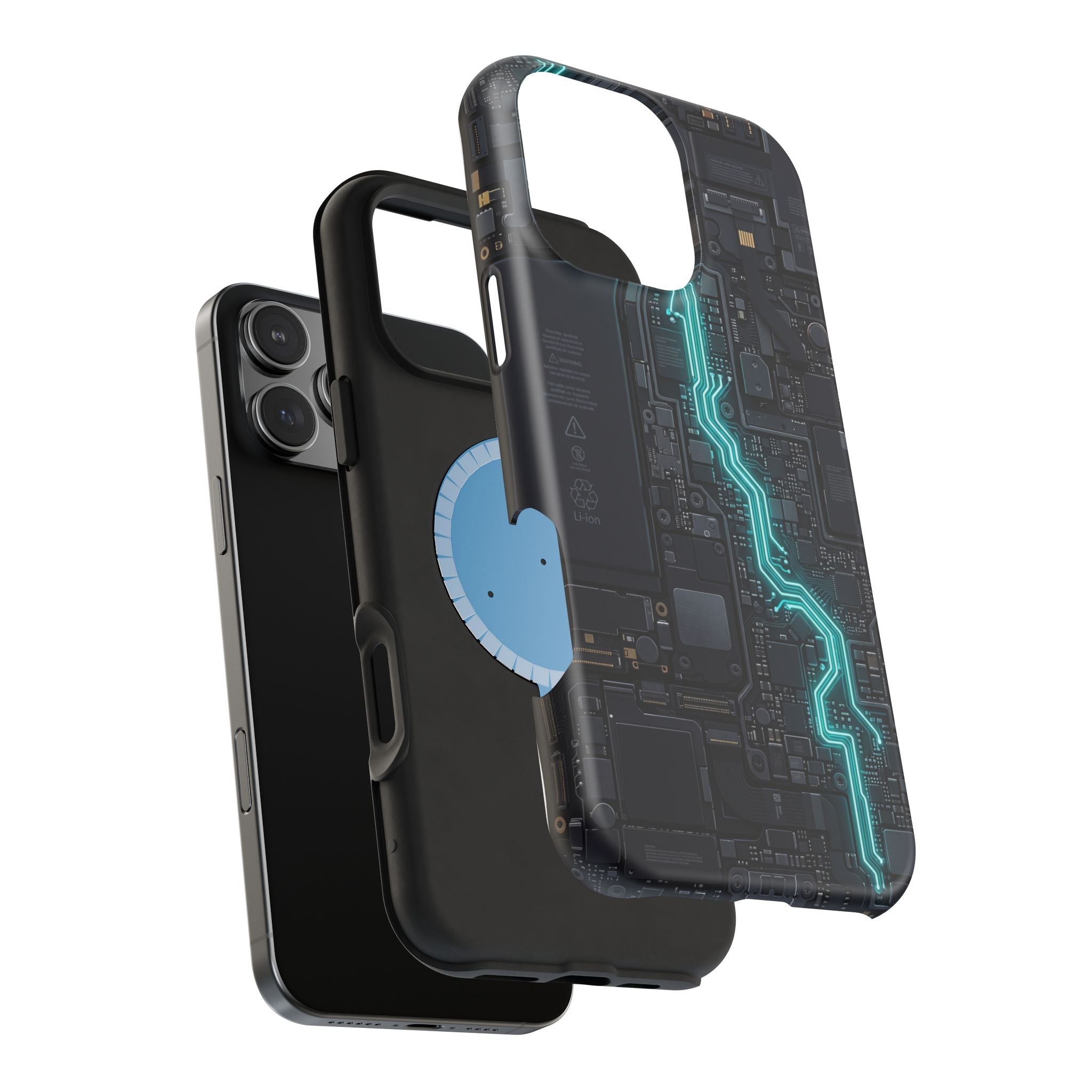 Cyan Bolt Electrician Phone Case — Electric Circuit Wireless Charging Cover