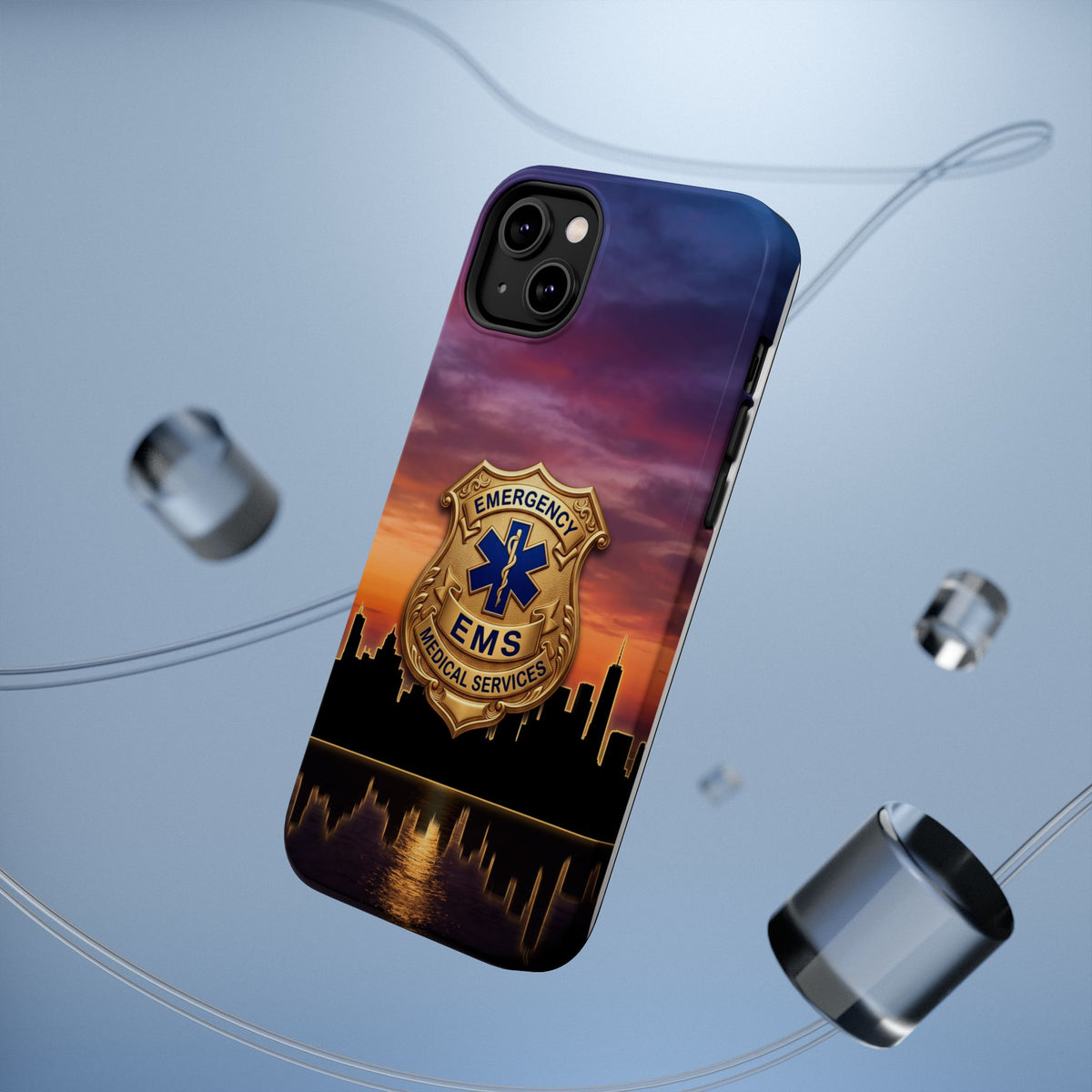 EMS Badge Sunset Skyline Phone Case — Magnetic Wireless Charging Cover