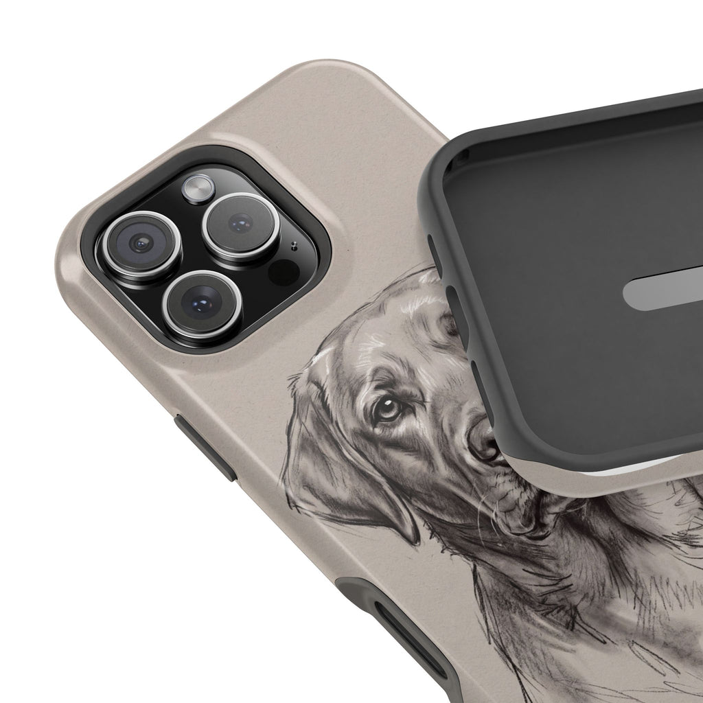 Charcoal Sketch Labrador Phone Case — Tough Magnetic Case with Wireless Charging