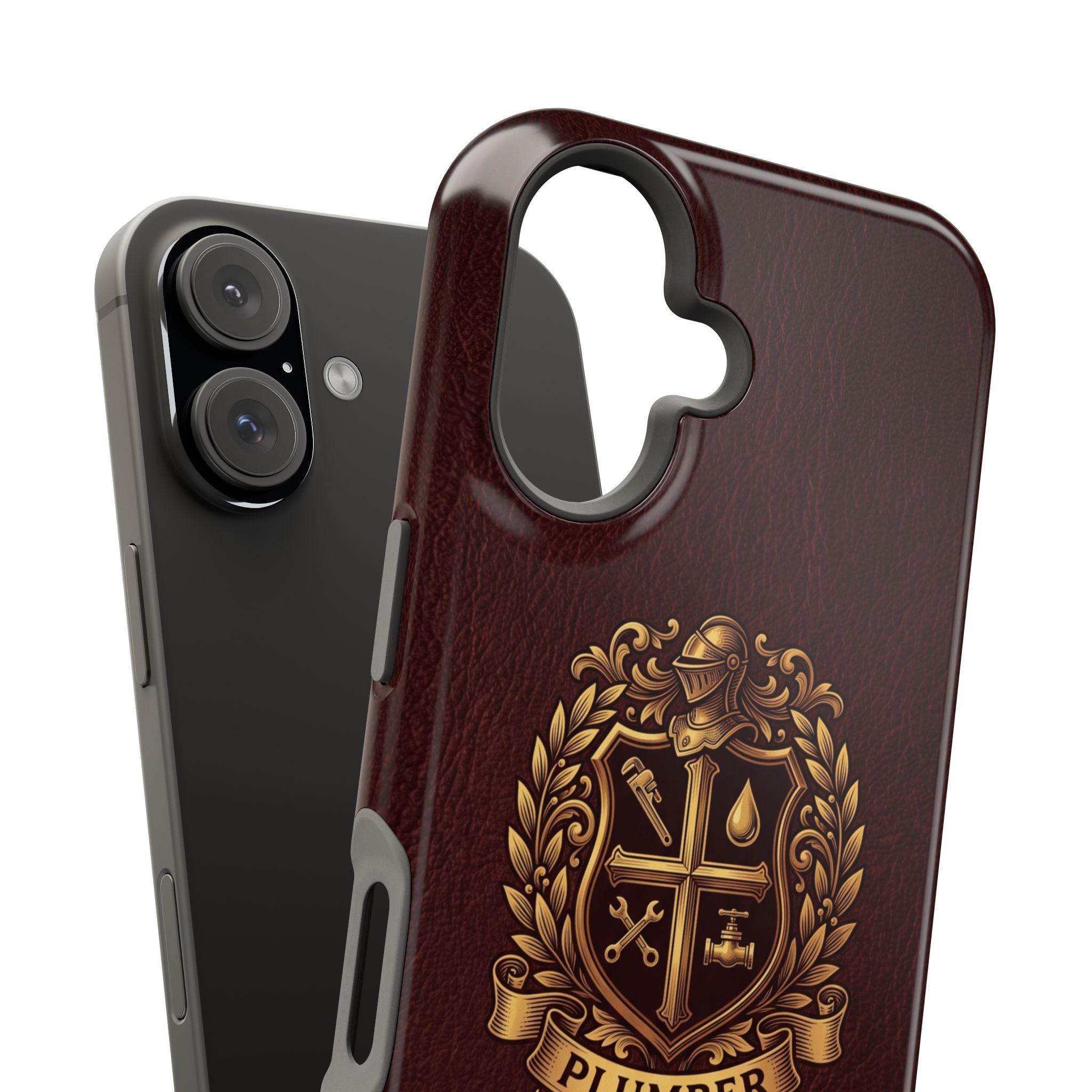 Plumber Crest Phone Case — Heraldic Shield Design Wireless Charging Cover