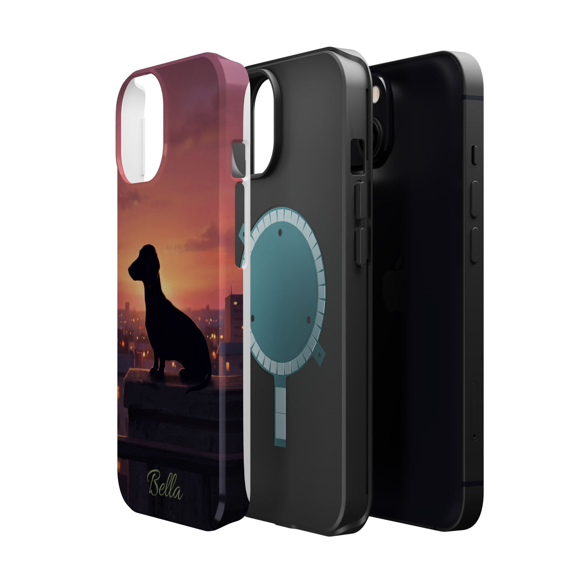Personalized Dachshund Rooftop Sunset Phone Case — Wireless Charging Cover