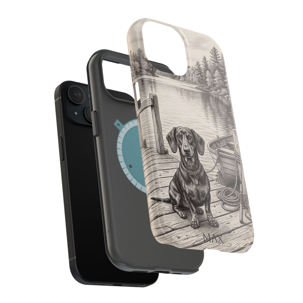 Personalized Dachshund Sunset Beach Phone Case — Wireless Charging Cover