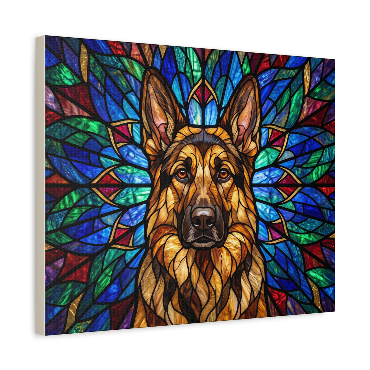 German Shepherd Canvas | Stained Glass Mosaic Wall Art