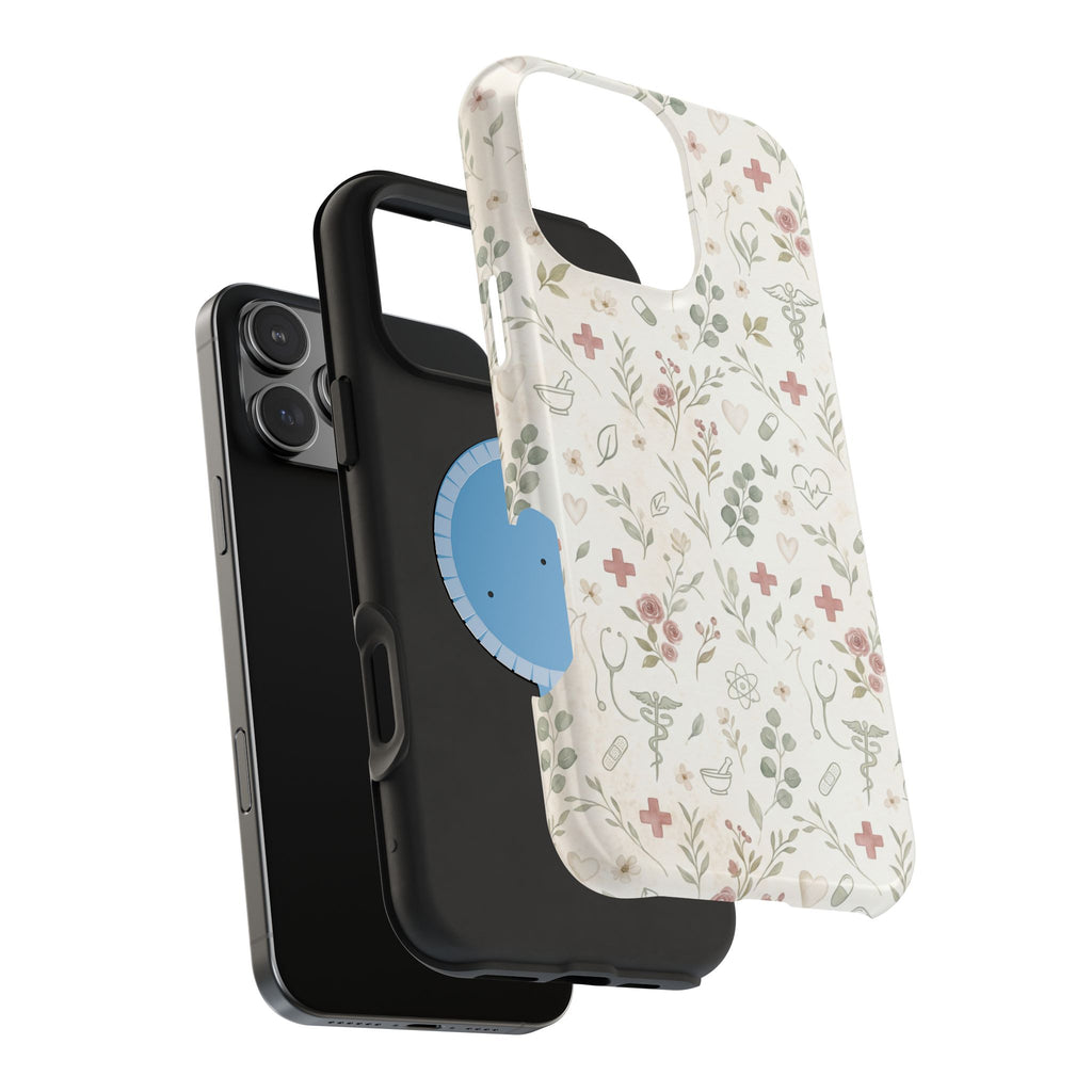 Floral Nurse Phone Case — Impact-Resistant Wireless Charging Cover