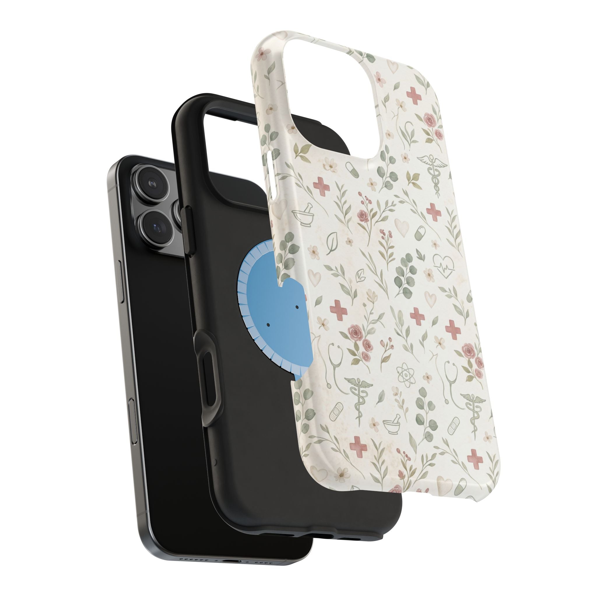 Floral Nurse Phone Case — Impact-Resistant Wireless Charging Cover