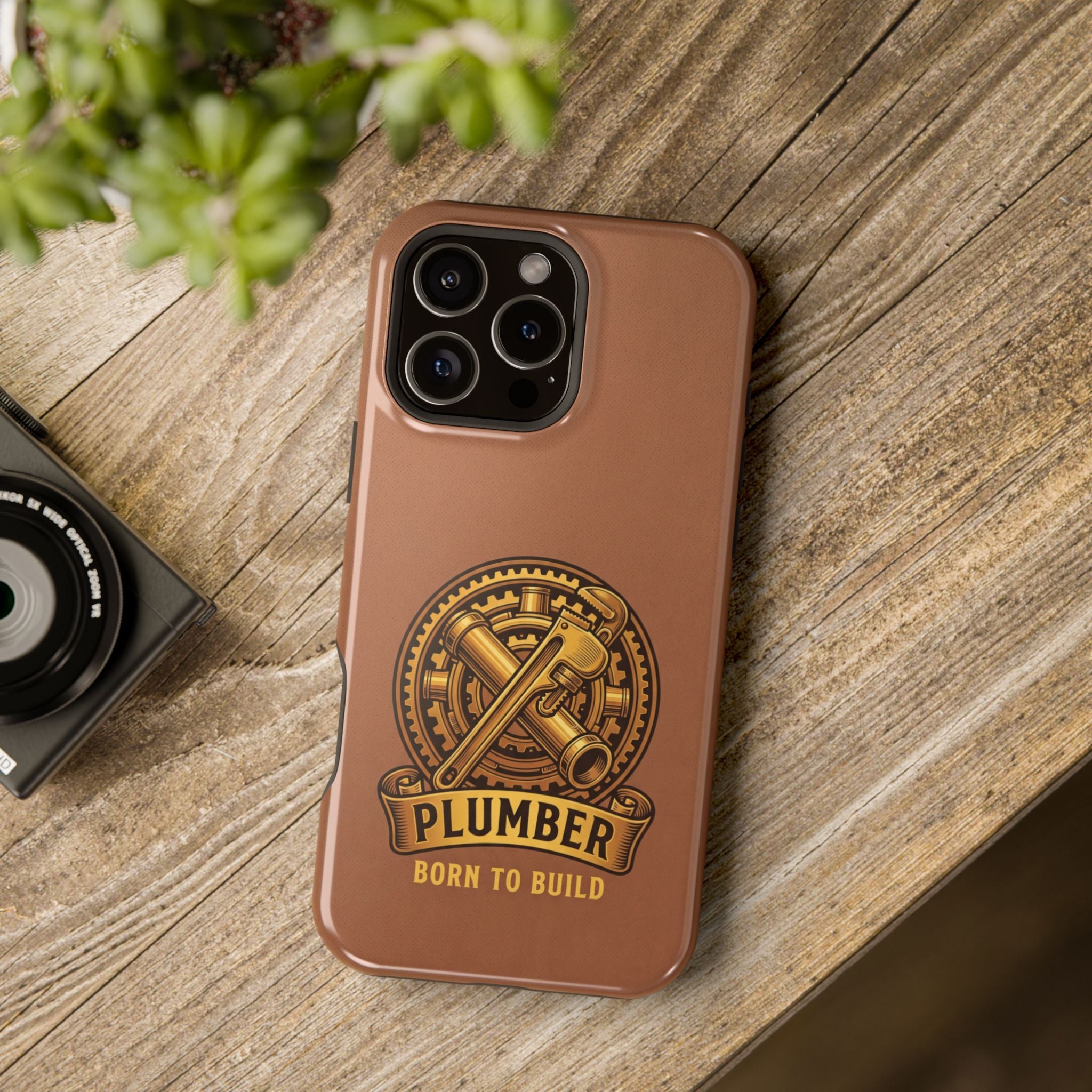 Plumber Born to Build Phone Case — Badge Wireless Charging Cover