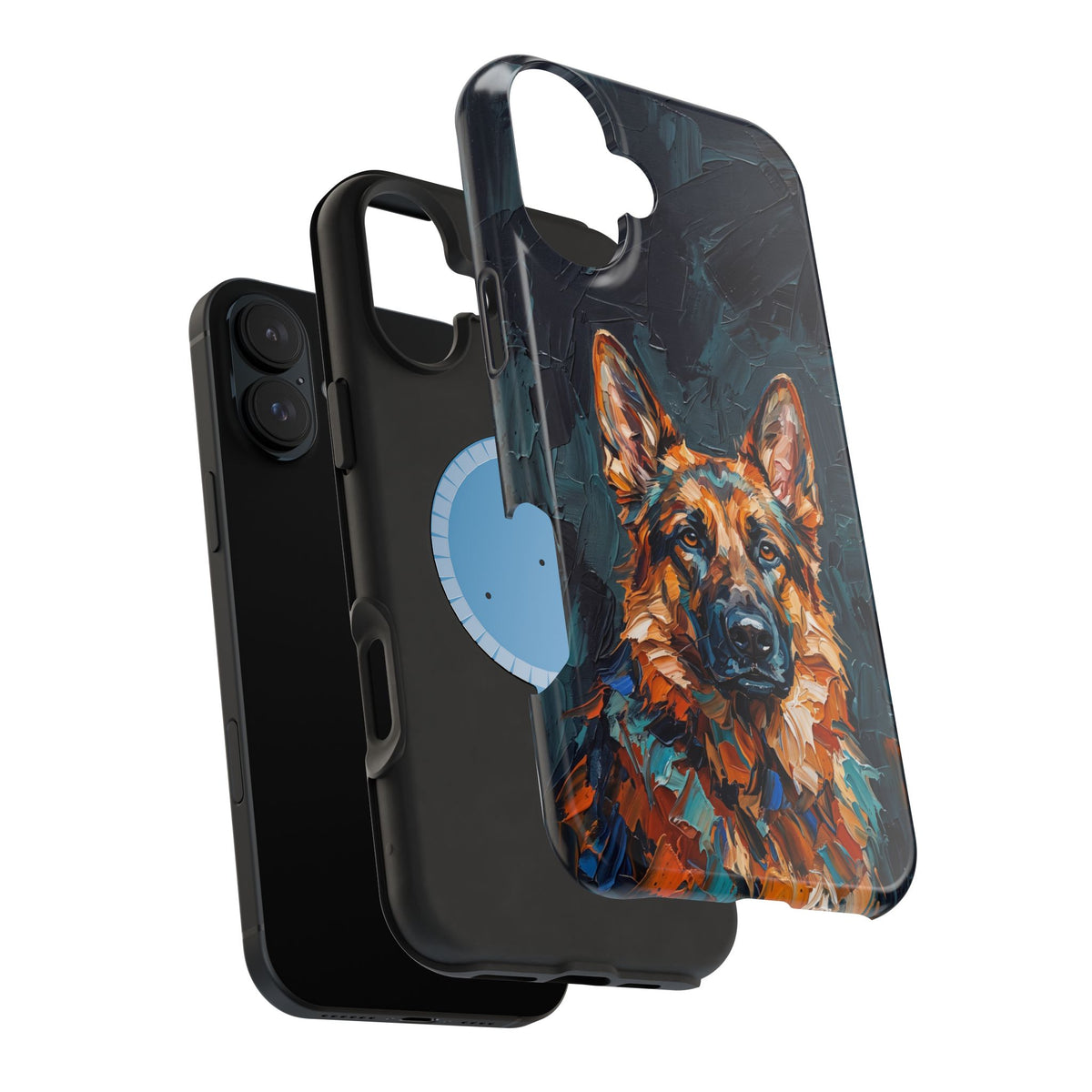 German Shepherd Phone Case | Palette Knife Painting Art — Tough Magnetic Case with Wireless Charging