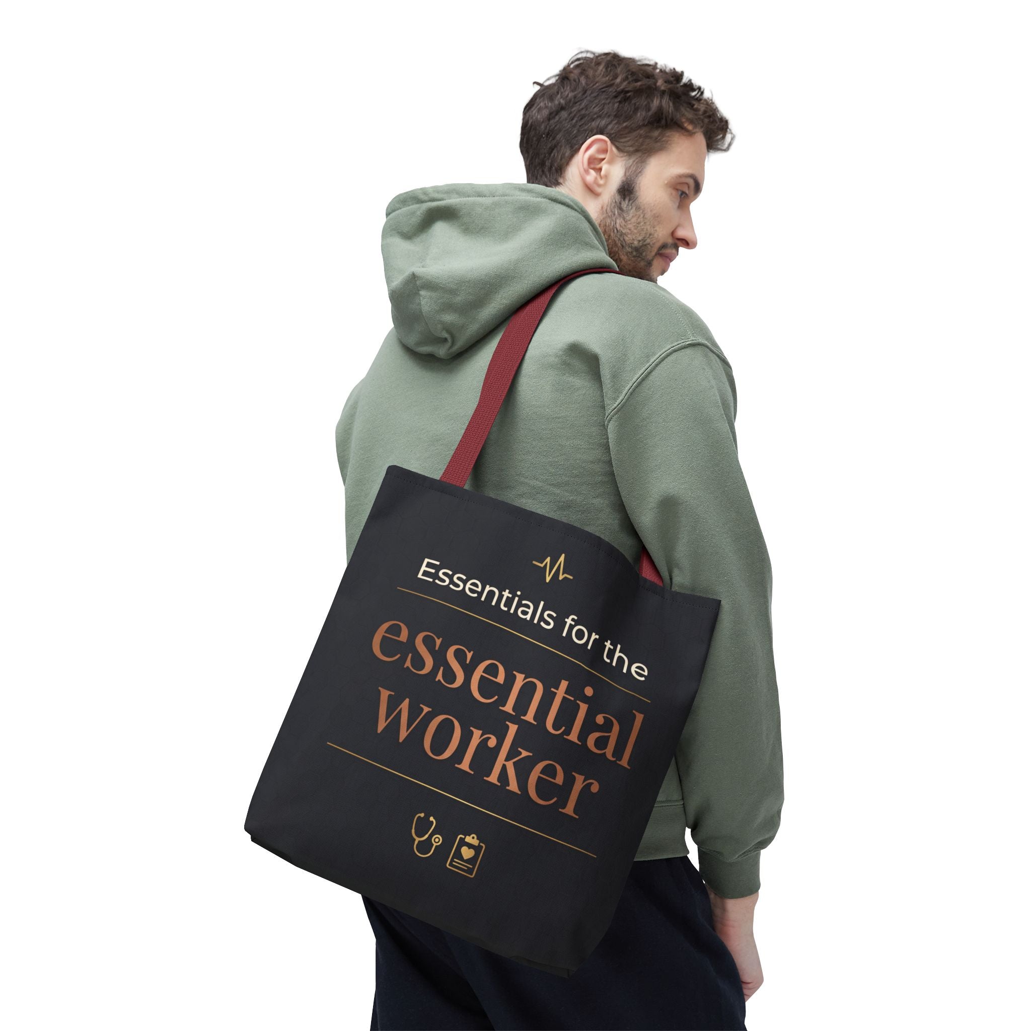 Essentials for the Essential Worker Tote | Healthcare Worker Gift Tote Bag | Nurse Doctor Appreciation Gift | Premium Polyester Carry-All