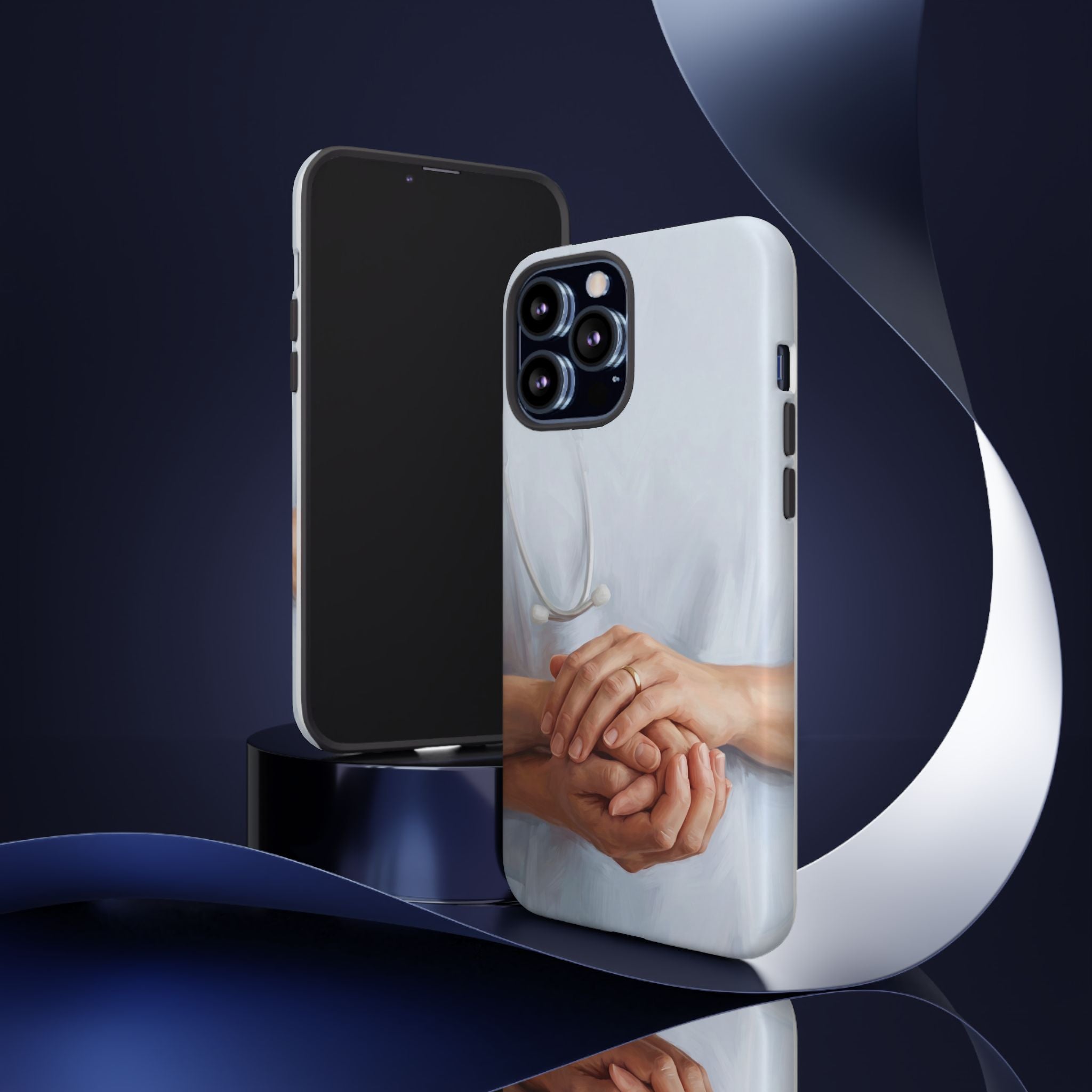 Nurse's Comforting Hands Phone Case | Caring Hands & Stethoscope Illustration | iPhone & Samsung