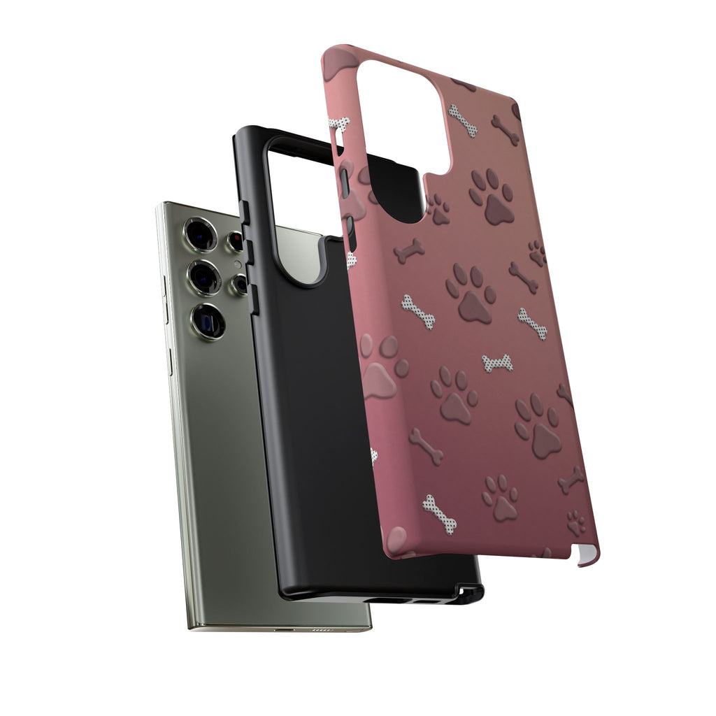iPhone & Samsung Phone Case | Paw Print & Bone  | Dusty Rose Pattern Case for Frenchie Lovers