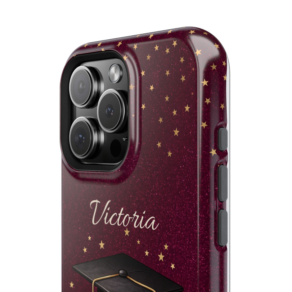 Graduation Cap & Books Personalized Teacher Phone Case — Wireless Charging Cover