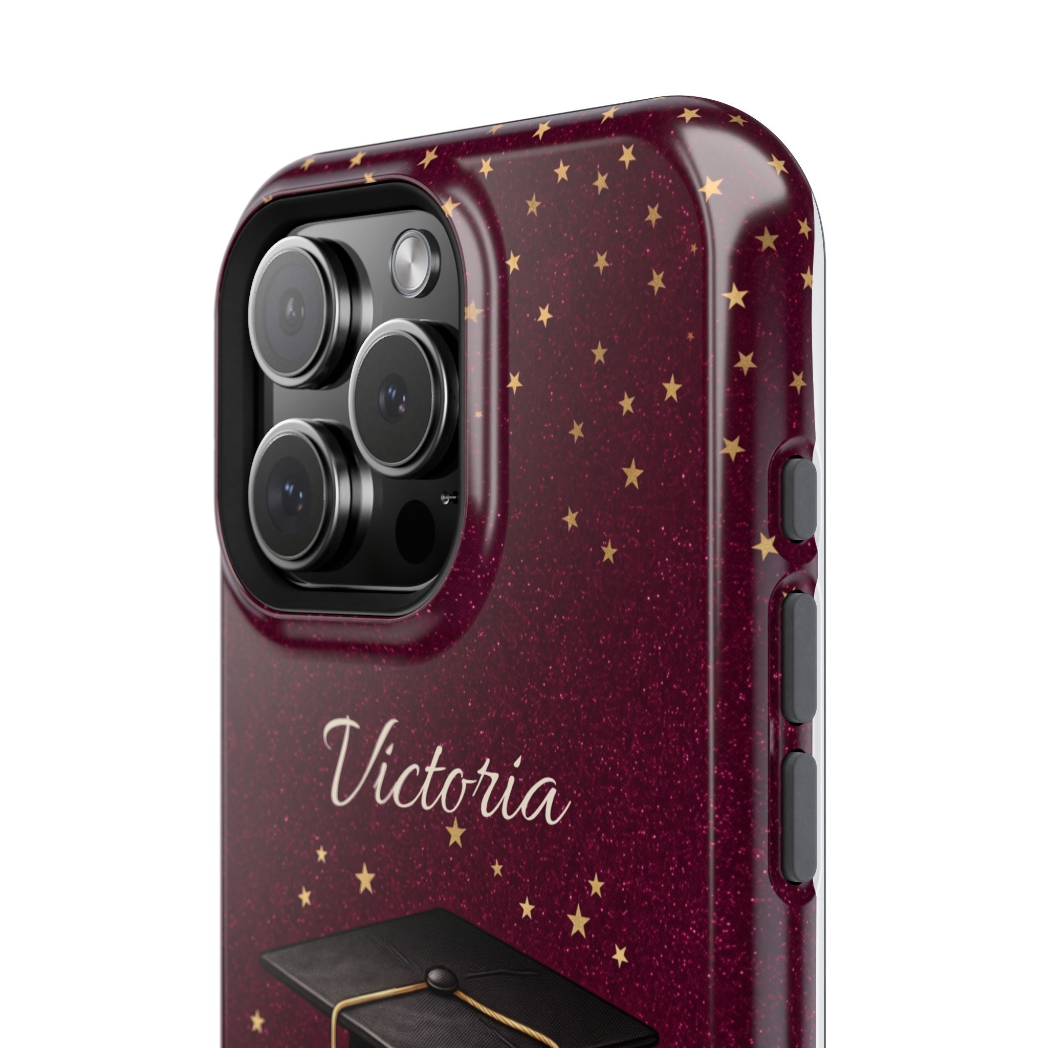 Graduation Cap & Books Personalized Teacher Phone Case — Wireless Charging Cover