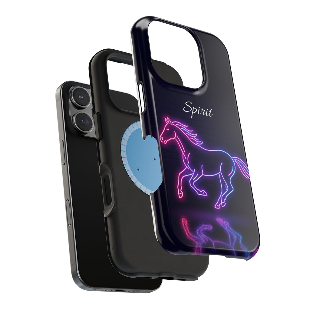 Personalized Neon Glow Horse Phone Case — Tough Magnetic Case with Wireless Charging