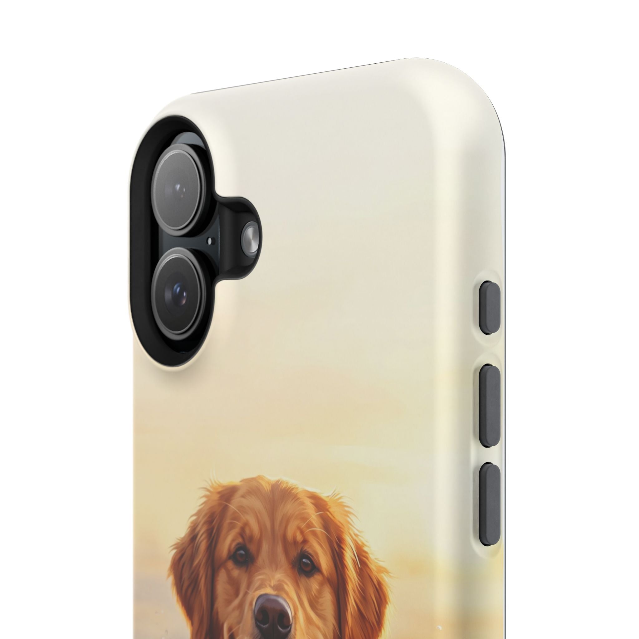 Beach Golden Retriever Phone Case — Impact-Resistant Wireless Charging Cover