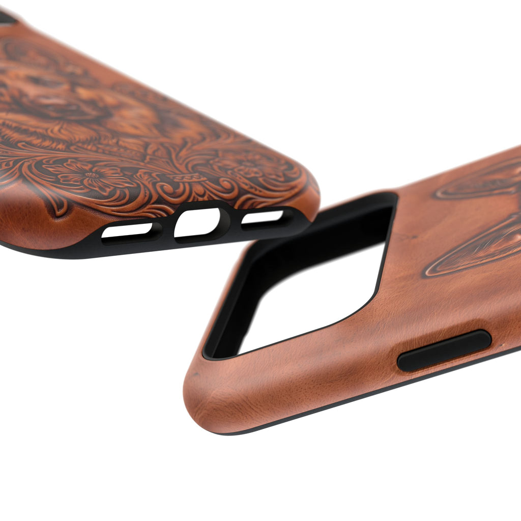 German Shepherd Phone Case | Western Tooled Art — Tough Magnetic Case with Wireless Charging