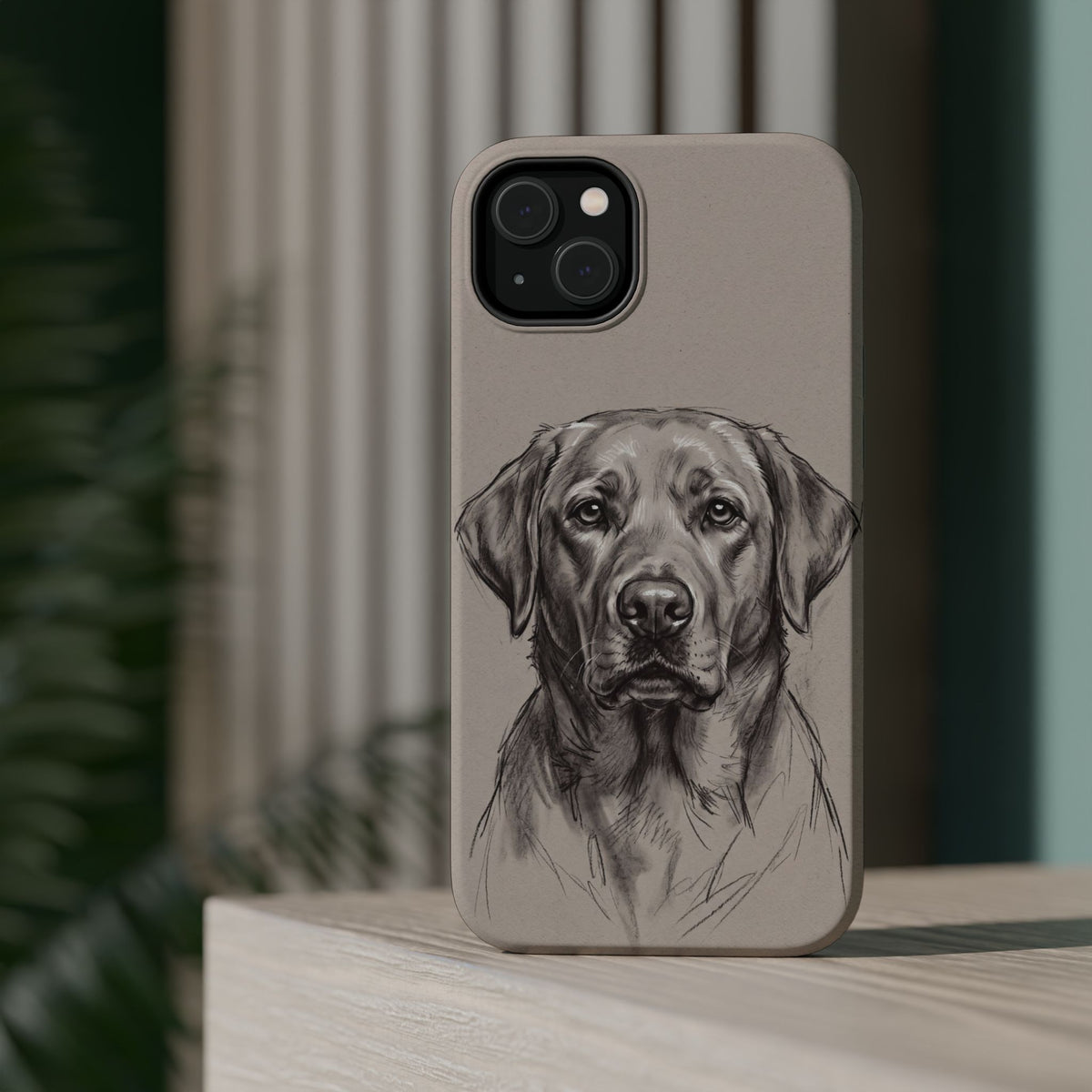 Charcoal Sketch Labrador Phone Case — Tough Magnetic Case with Wireless Charging