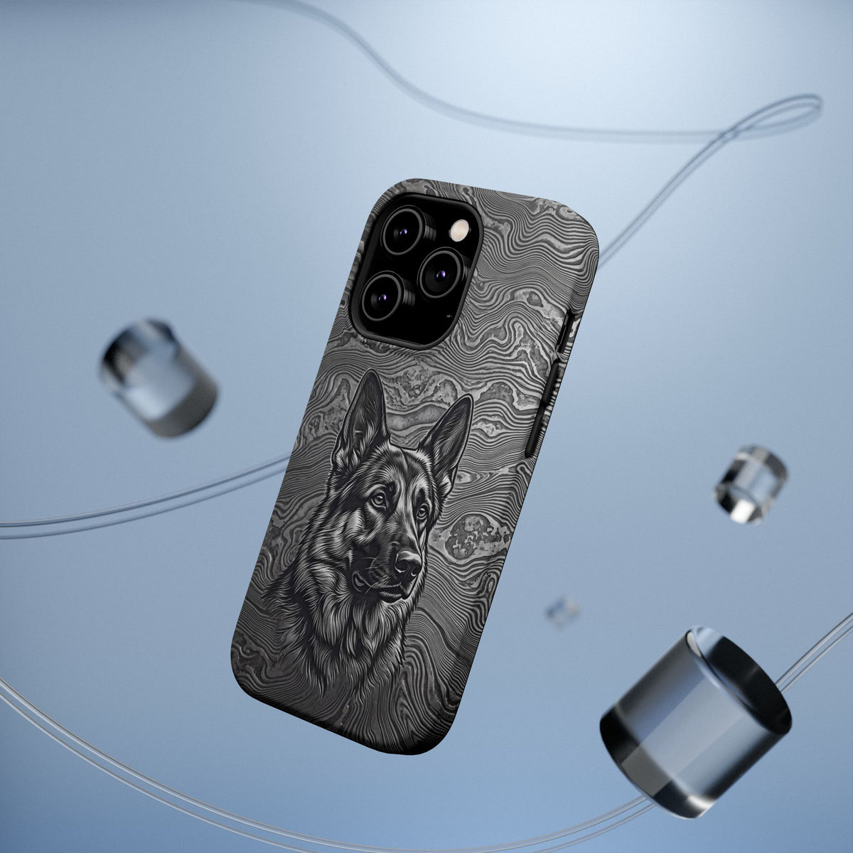 German Shepherd Phone Case | Damascus Art — Tough Magnetic Case with Wireless Charging
