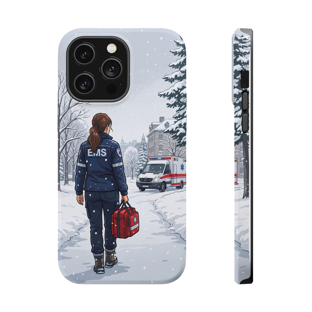 Paramedic/EMT Winter Phone Case — Magnetic Wireless Charging Cover