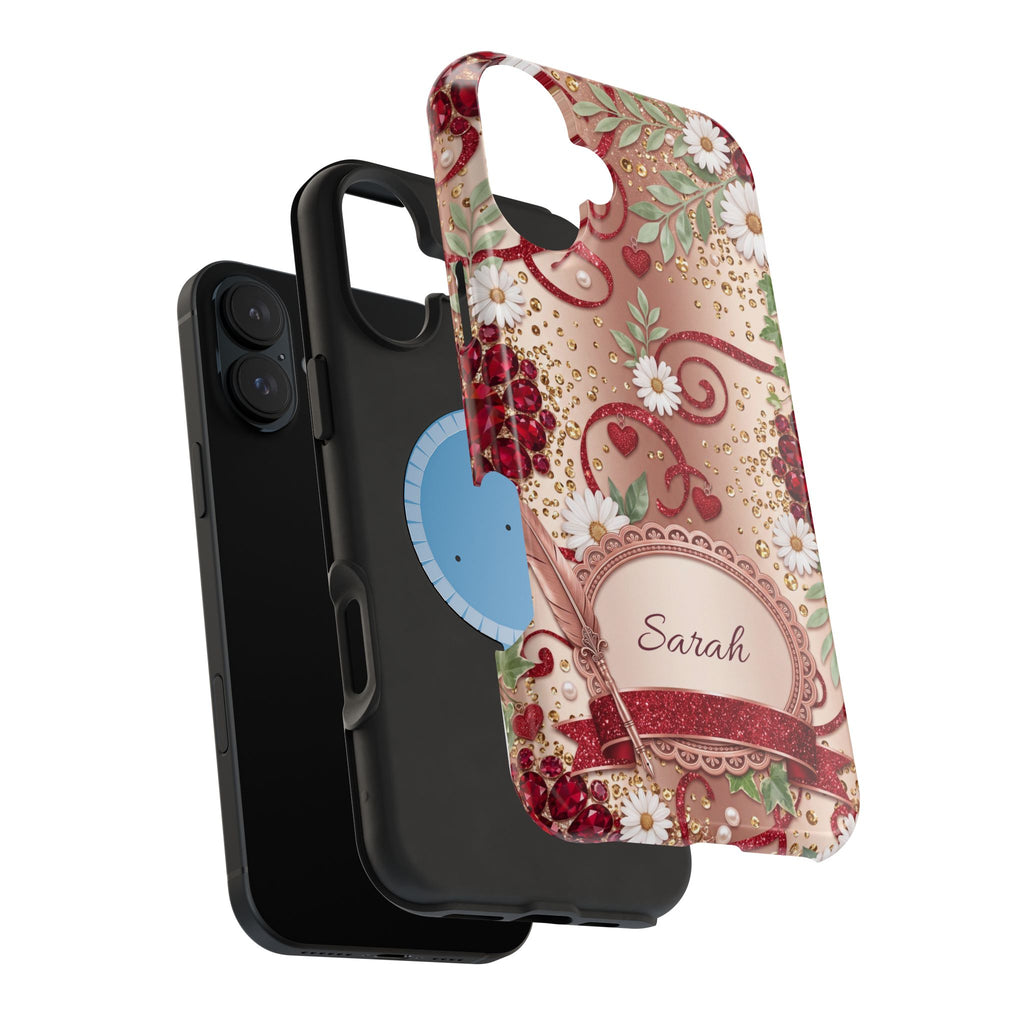 Personalized Vintage Floral Teacher Phone Case — Wireless Charging Cover