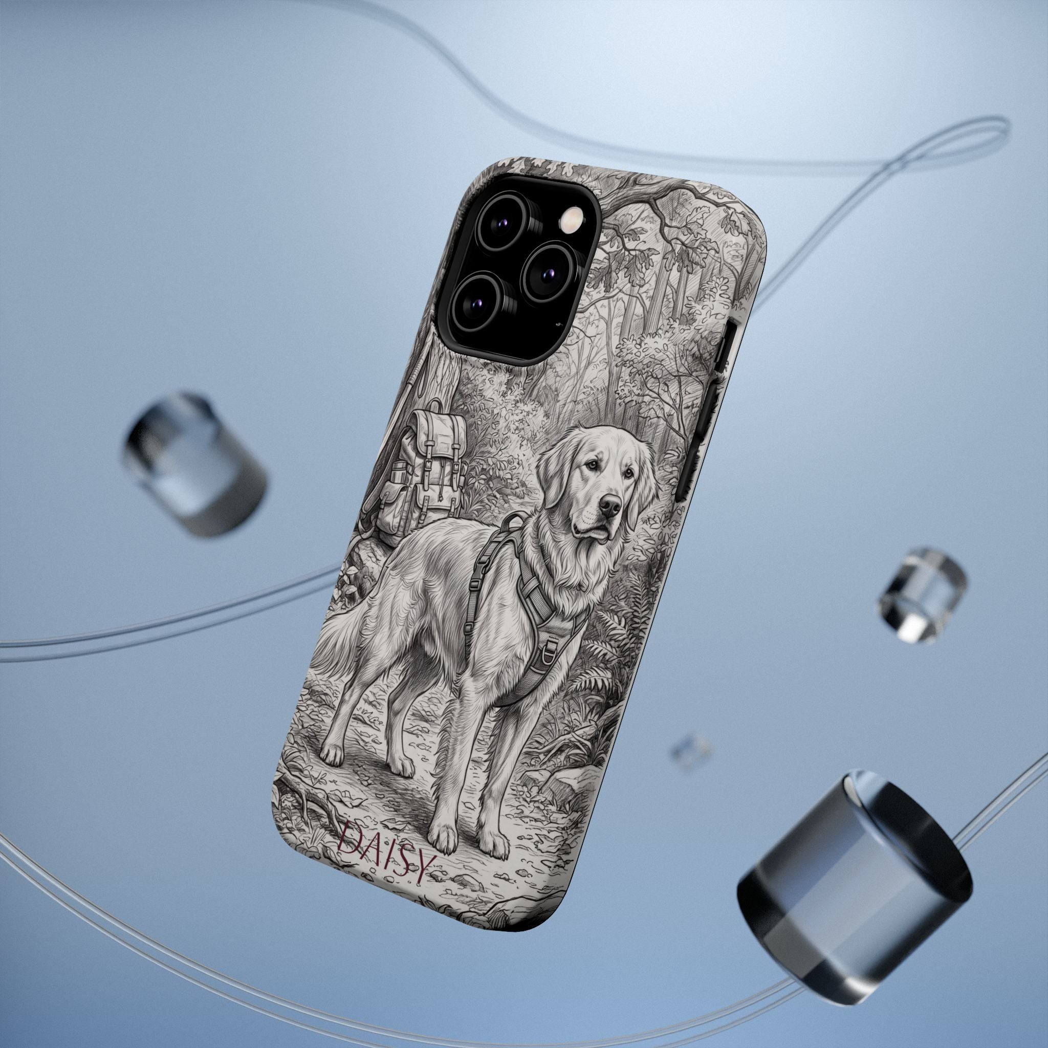Personalized Golden Retriever Woodland Trail Phone Case — Wireless Charging Cover