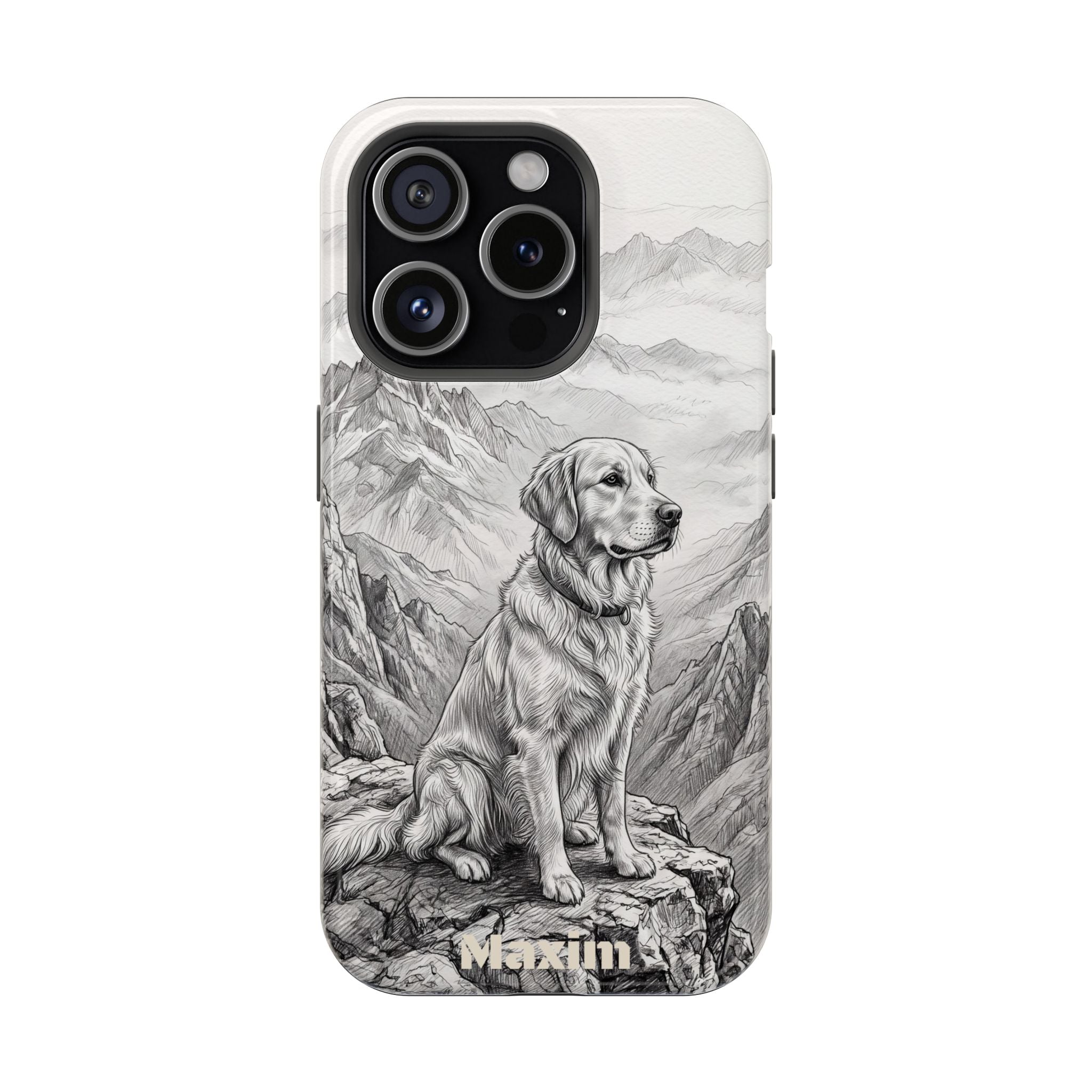 Personalized Golden Retriever Mountain Peak Phone Case — Wireless Charging Cover