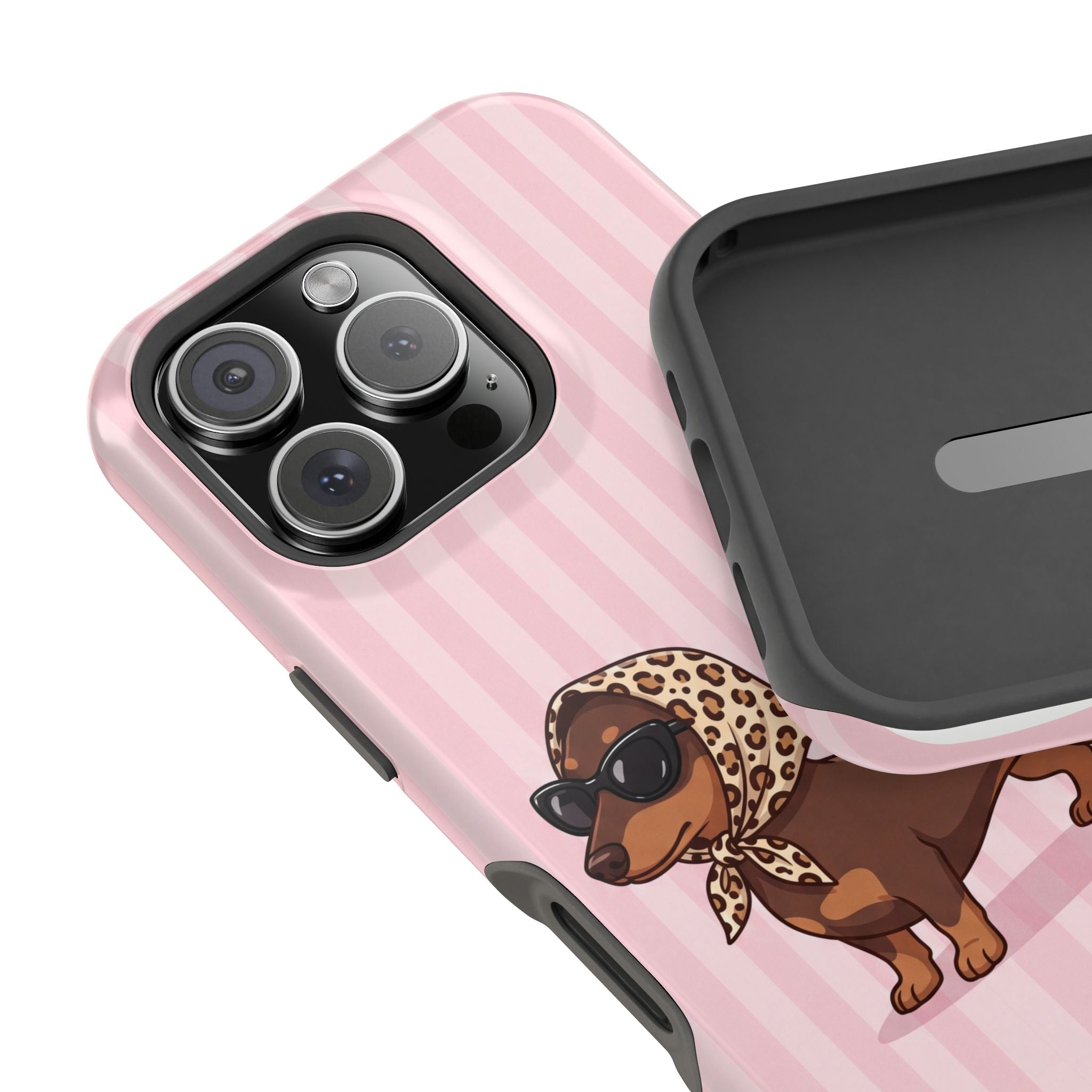 Preppy Dachshund Phone Case — Impact-Resistant Wireless Charging Cover