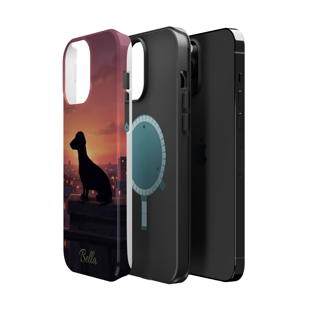 Personalized Dachshund Rooftop Sunset Phone Case — Wireless Charging Cover