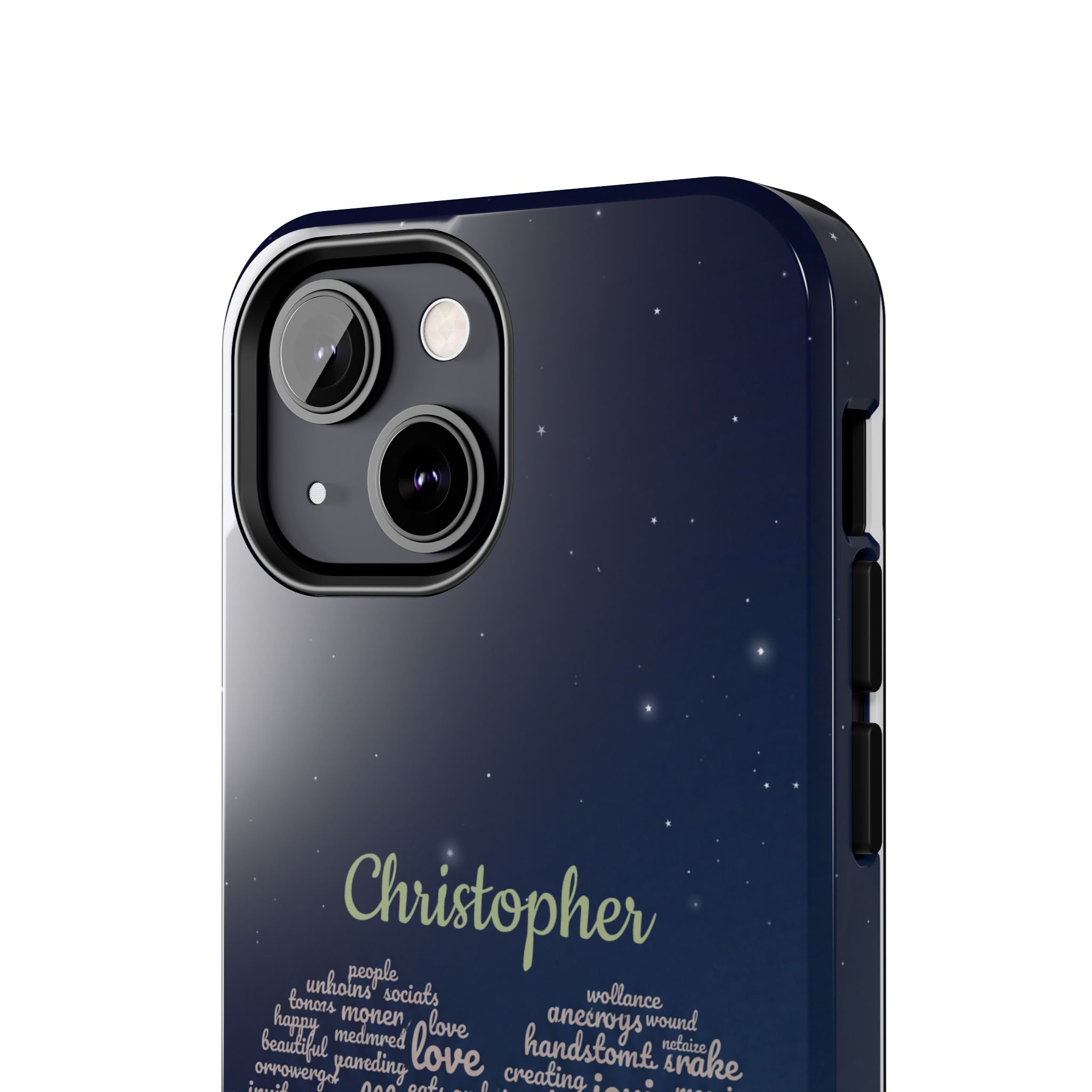 Personalized Teacher Heart Word Cloud Phone Case — Custom Name Starry Design