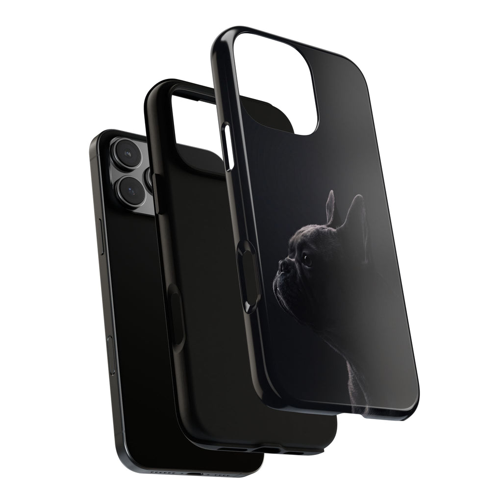 Silhouette French Bulldog Phone Case | Minimalist Black-on-Black Frenchie Profile | iPhone & Samsung