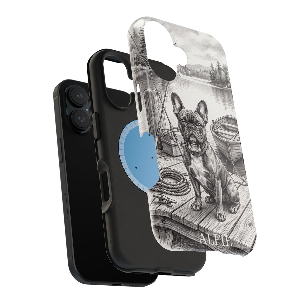 Personalized French Bulldog Lakeside Dock Phone Case — Wireless Charging Cover