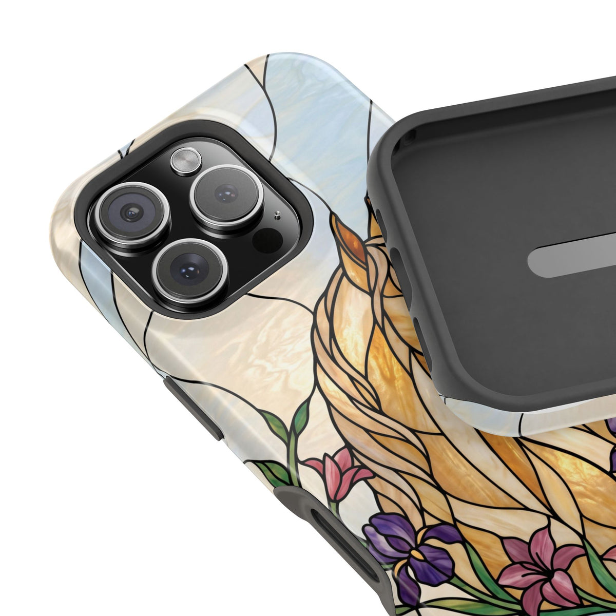 Floral Stained Glass Horse Phone Case — Tough Magnetic Case with Wireless Charging