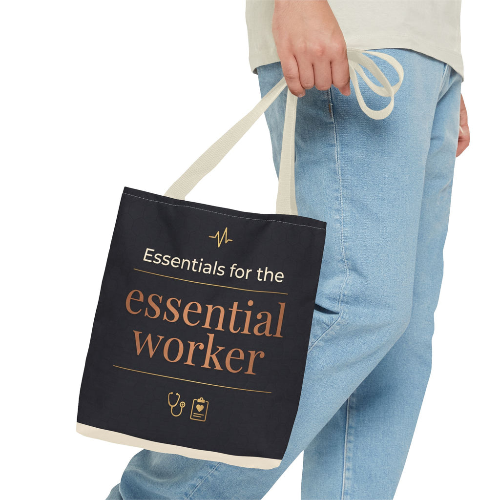 Essentials for the Essential Worker Tote | Healthcare Worker Gift Tote Bag | Nurse Doctor Appreciation Gift | Premium Polyester Carry-All