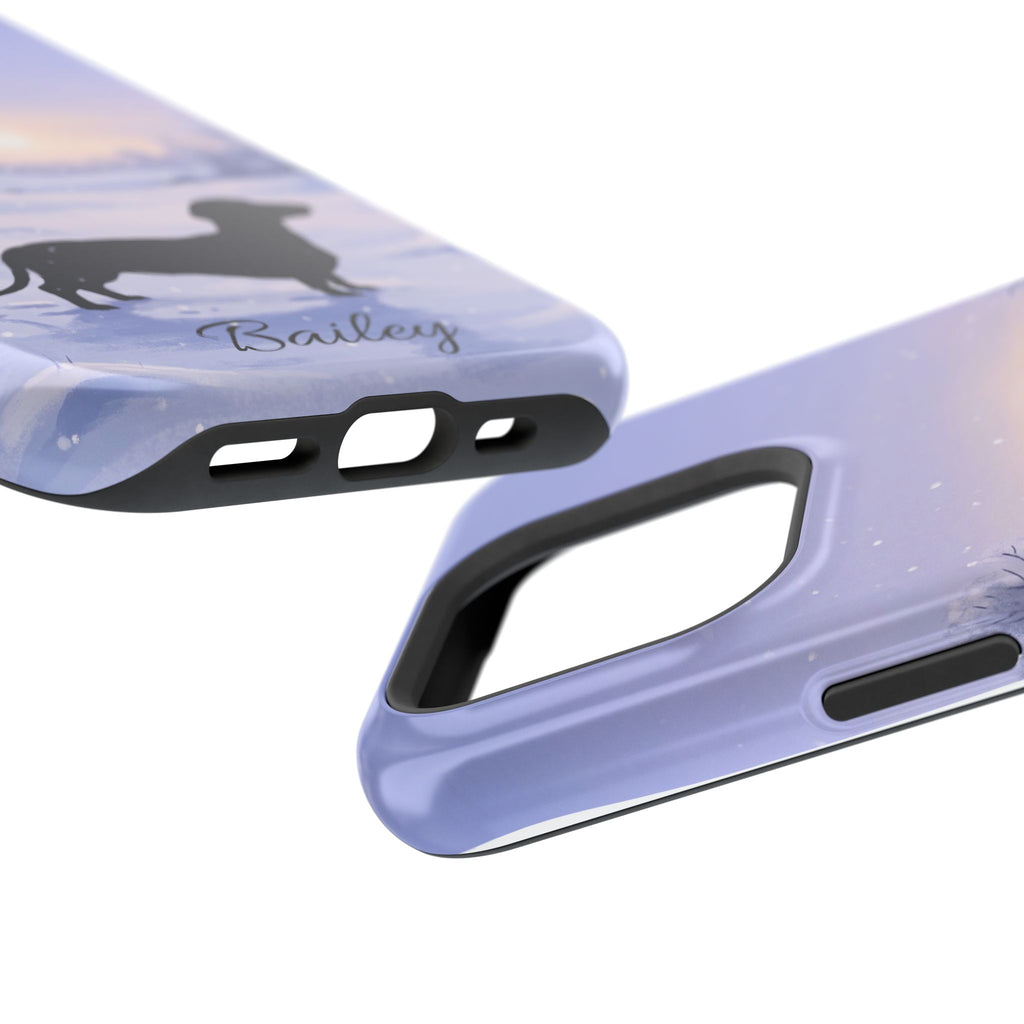 Personalized Dachshund Winter Snow Phone Case — Wireless Charging Cover