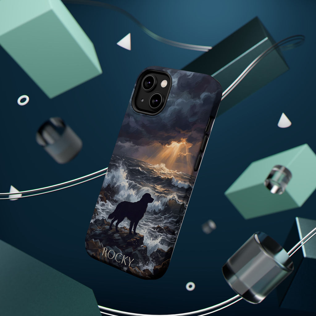 Personalized Golden Retriever Stormy Sea Phone Case — Wireless Charging Cover