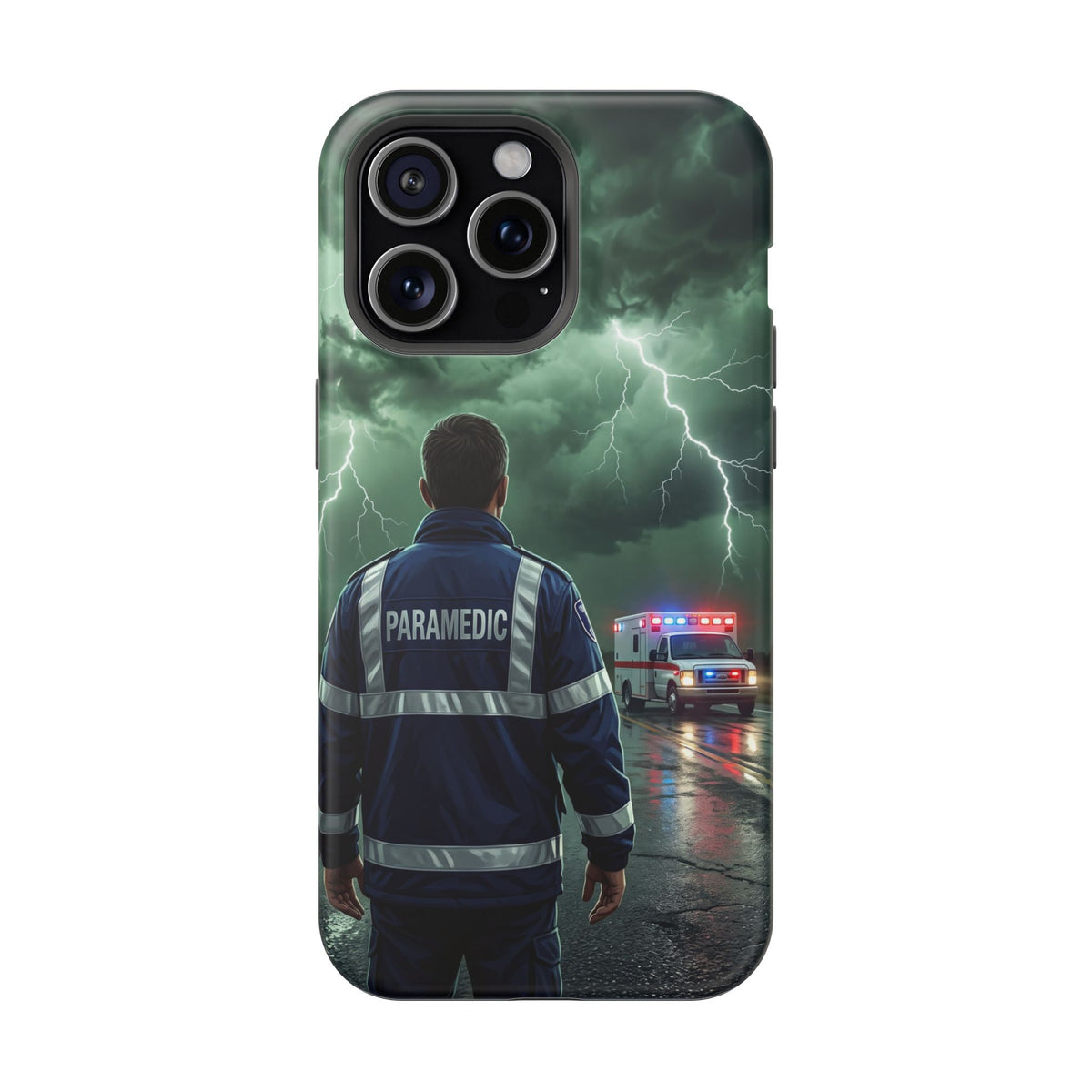 Paramedic Green Storm Phone Case — Magnetic Wireless Charging Cover
