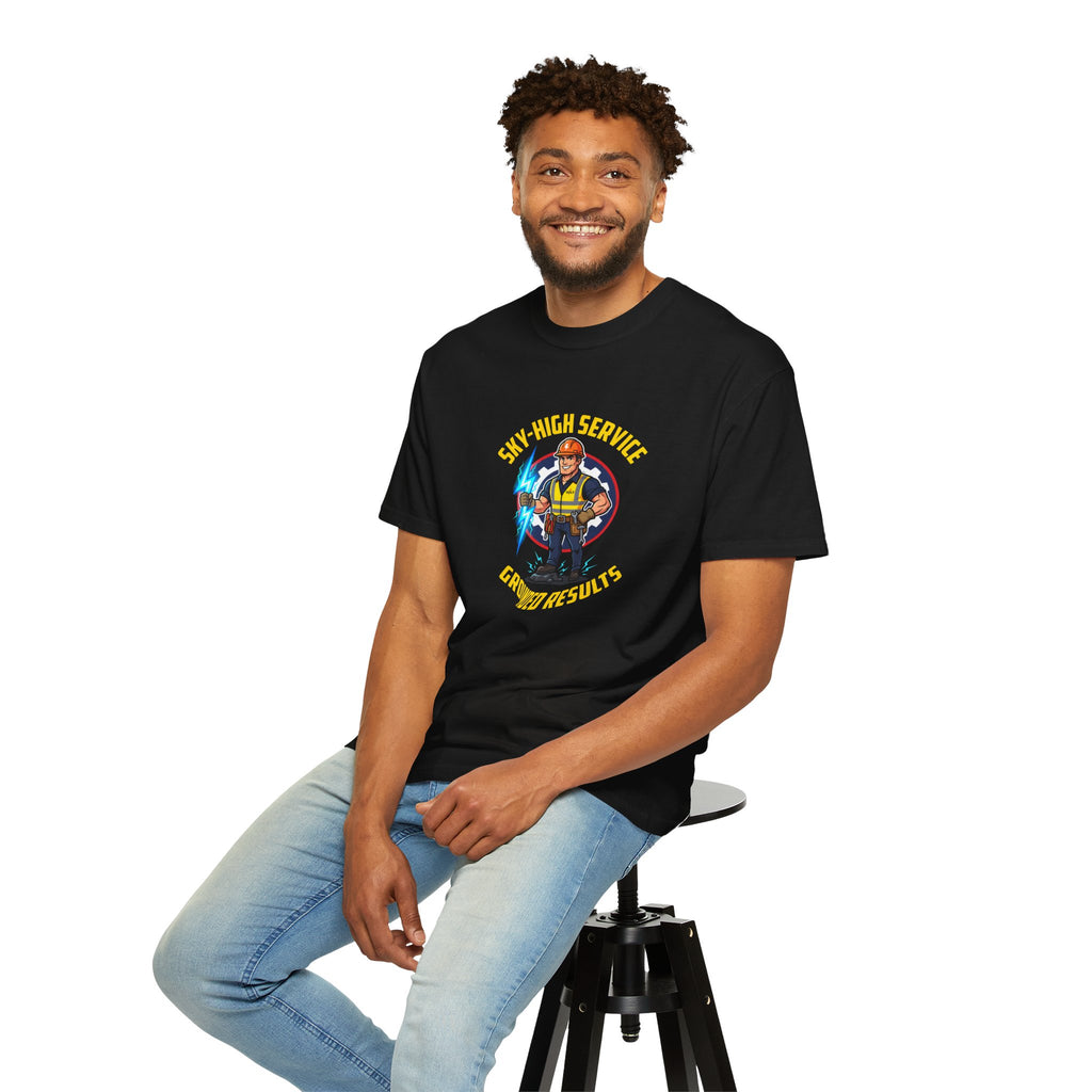 Sky-High Service Grounded Results Electrician T-Shirt
