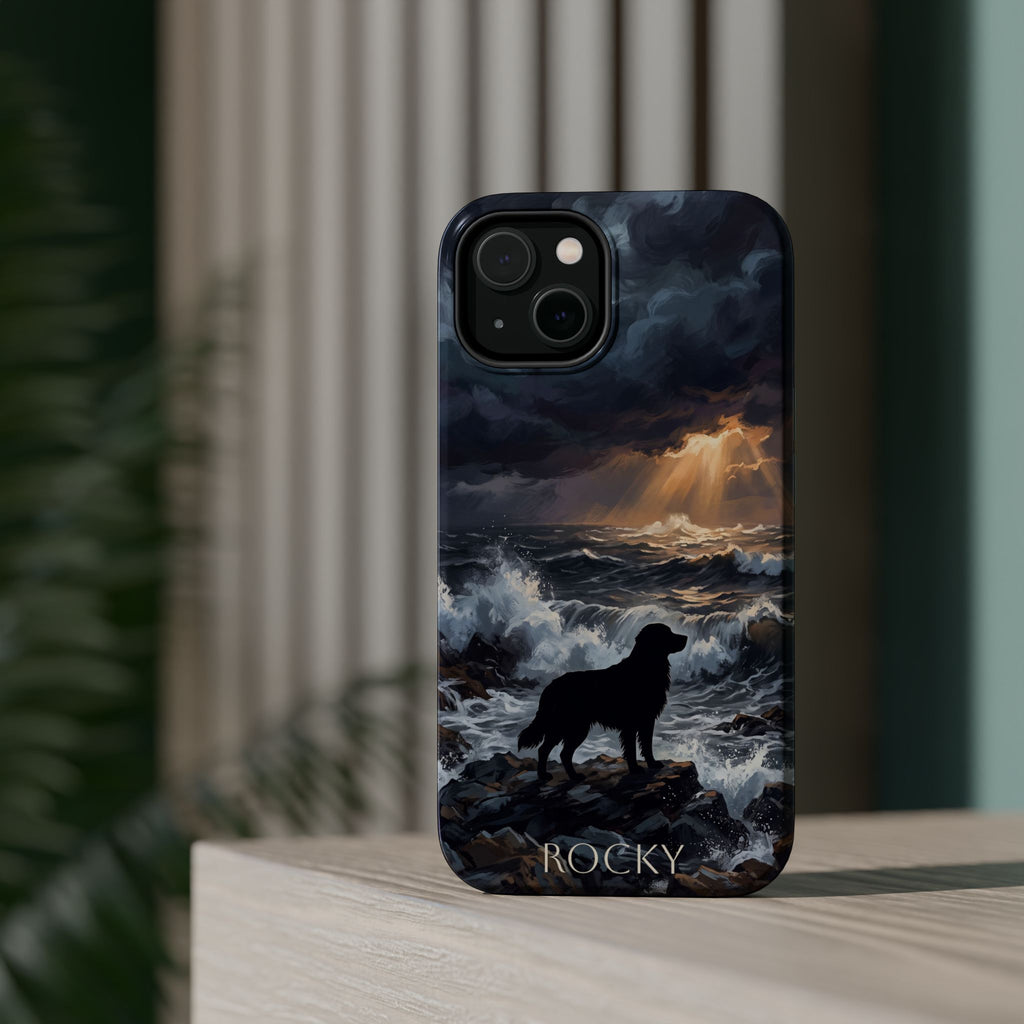 Personalized Golden Retriever Stormy Sea Phone Case — Wireless Charging Cover