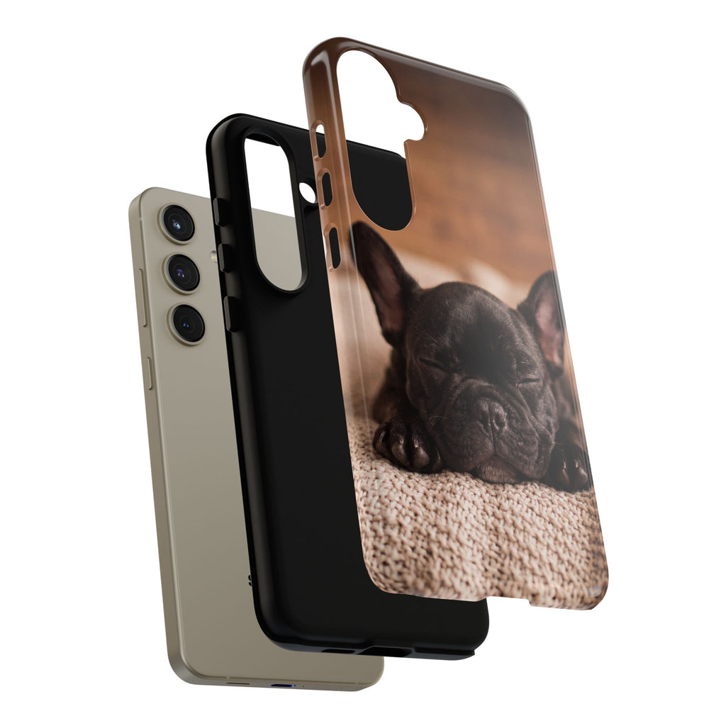 Sleeping French Bulldog Phone Case | Cozy Frenchie Resting on Blanket | iPhone & Samsung