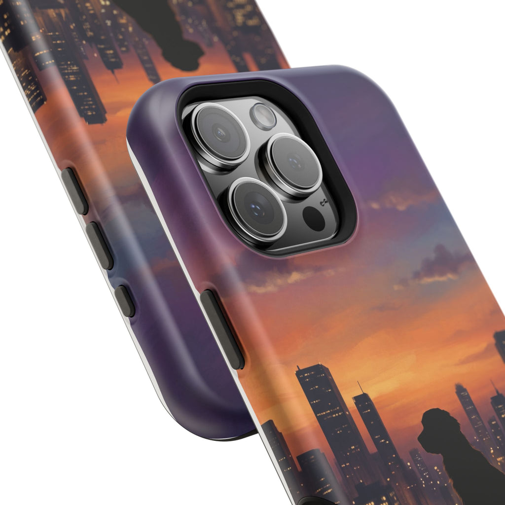 Personalized Golden Retriever City Skyline Phone Case — Wireless Charging Cover