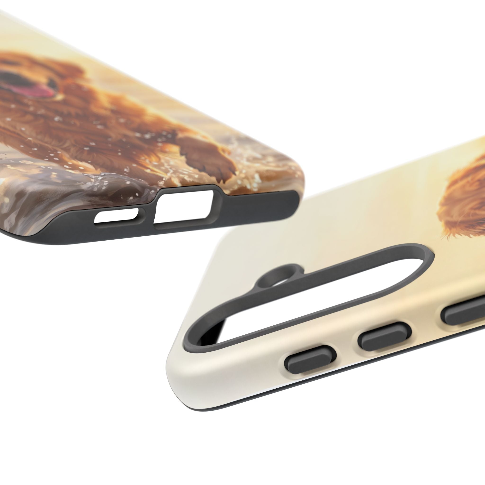 Golden Retriever Splashing in Water Phone Case | Joyful Dog at Golden Hour | iPhone & Samsung