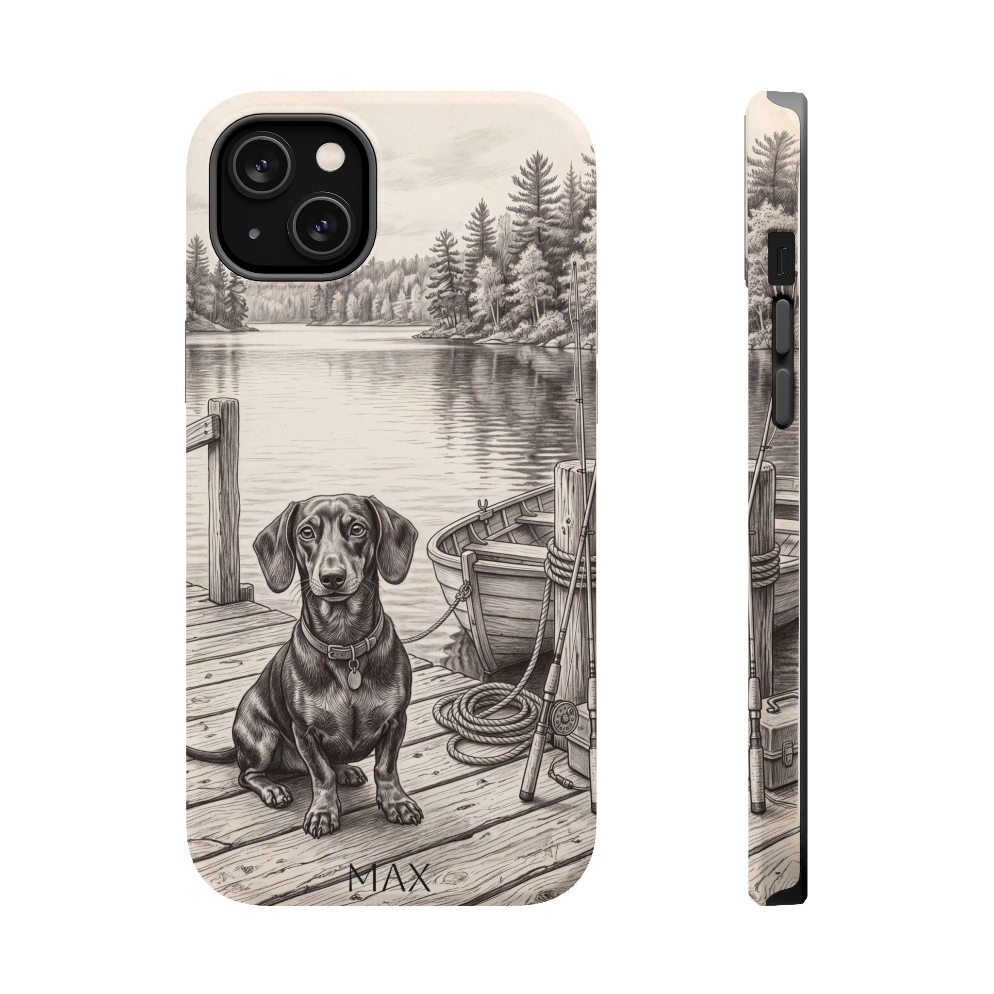Personalized Dachshund Sunset Beach Phone Case — Wireless Charging Cover