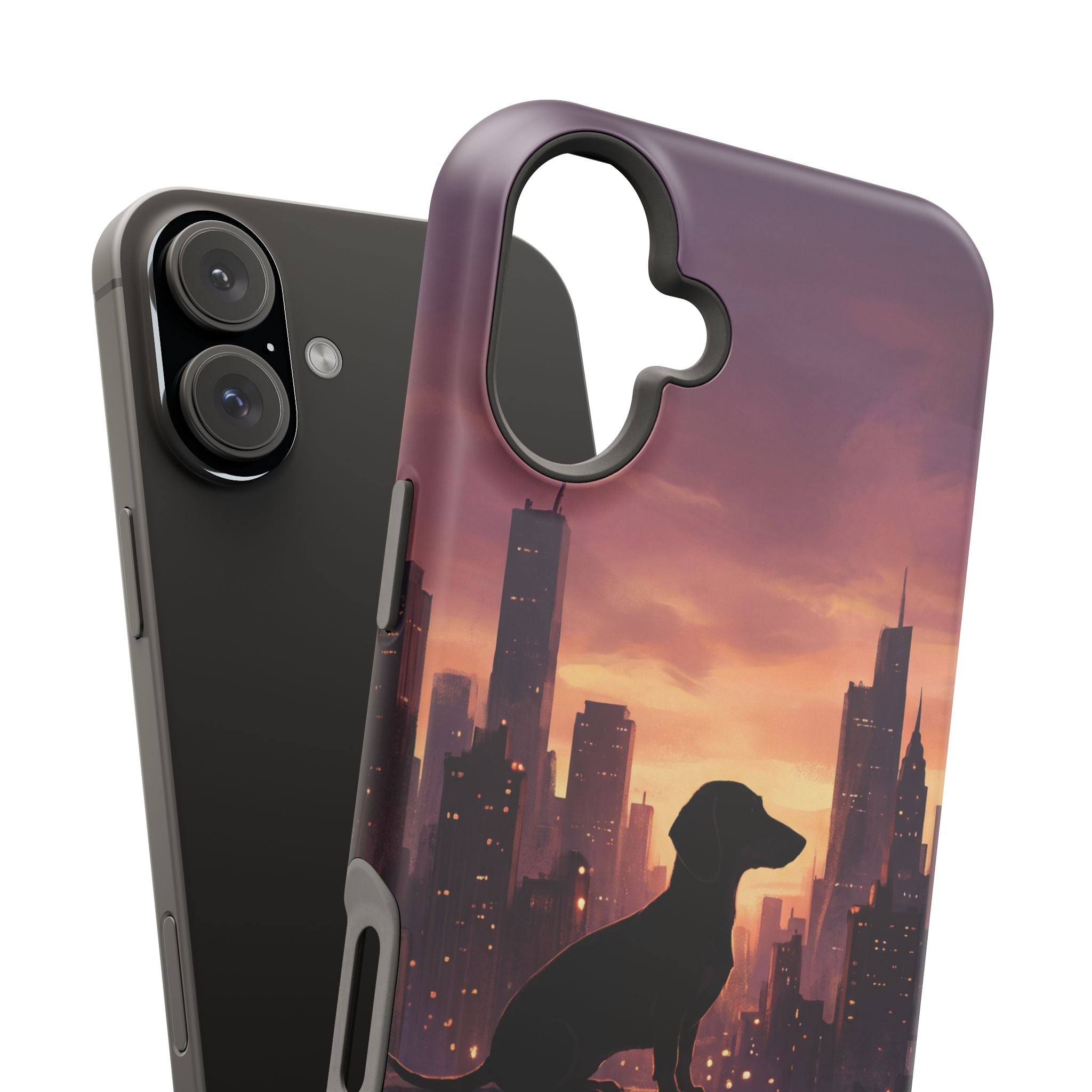 Personalized Dachshund City Skyline Phone Case — Wireless Charging Cover