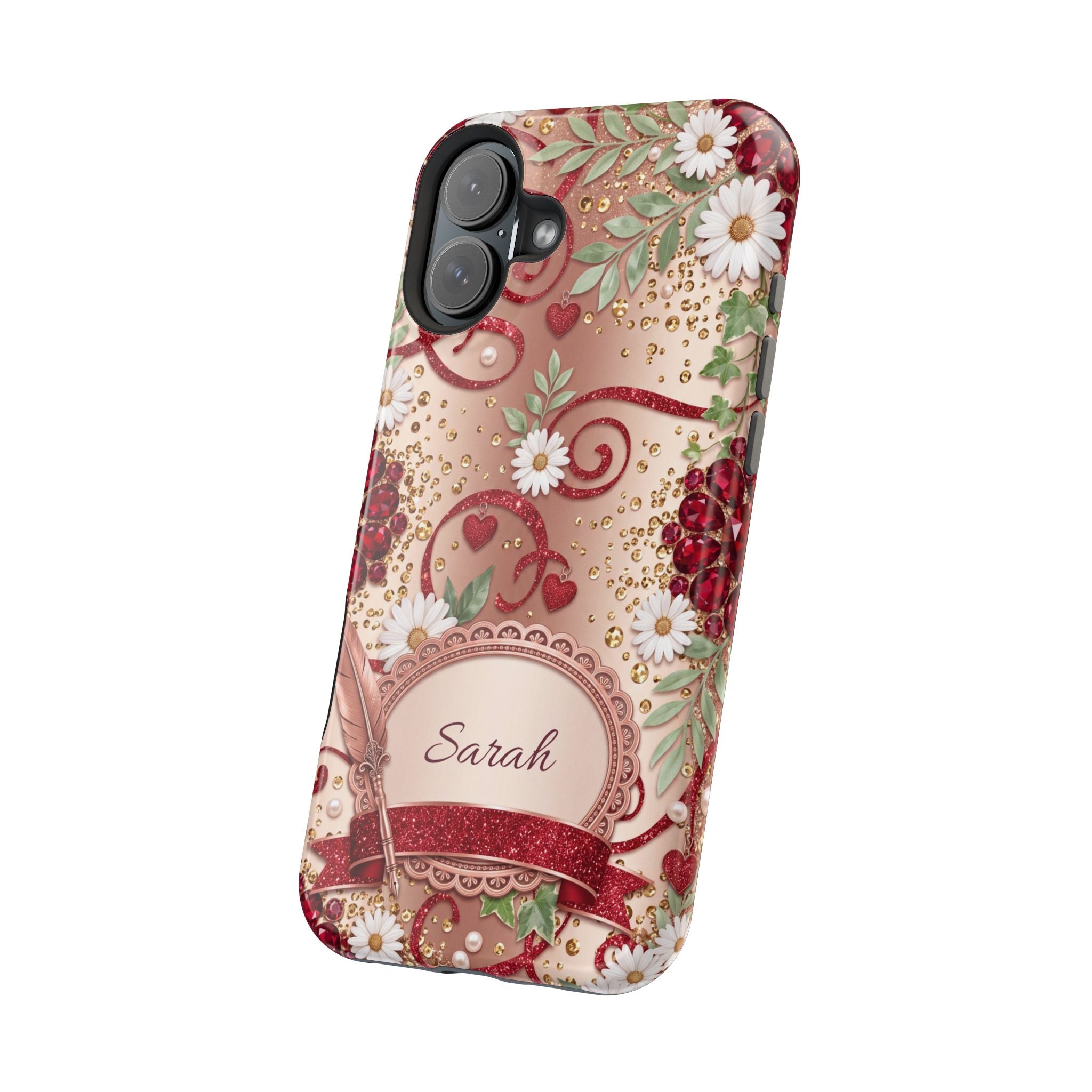 Personalized Vintage Floral Teacher Phone Case — Wireless Charging Cover
